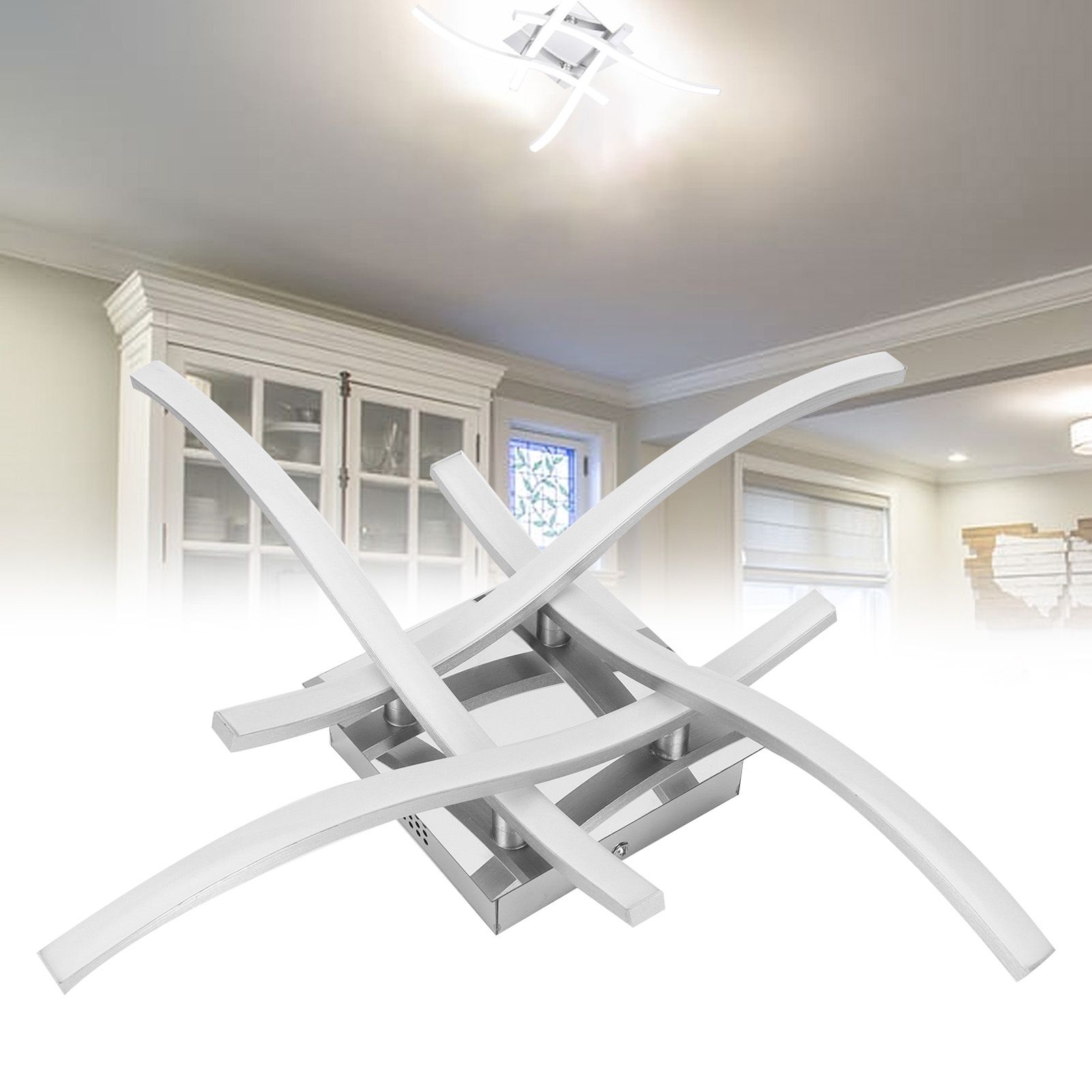 LED Ceiling Light 25W Modern Curved Lamp for Living Room Canteen Bedroom White view 11