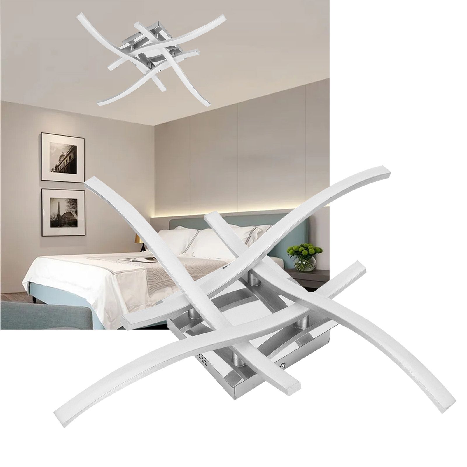 LED Ceiling Light 25W Modern Curved Lamp for Living Room Canteen Bedroom White view 12