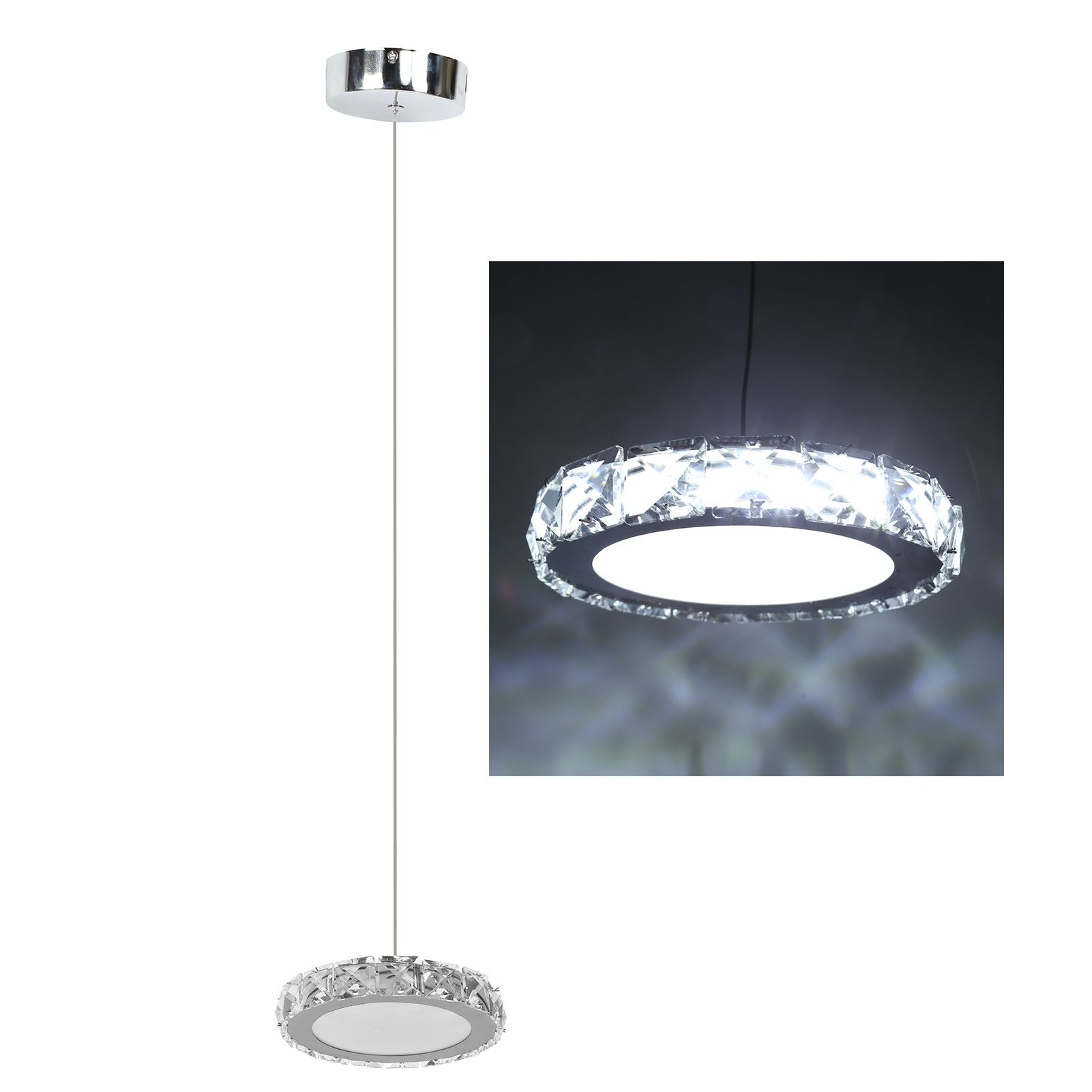 Crystal Chandelier Hanging Lamp Pendant Lamp for Dining Room Kitchen 12W White view 10