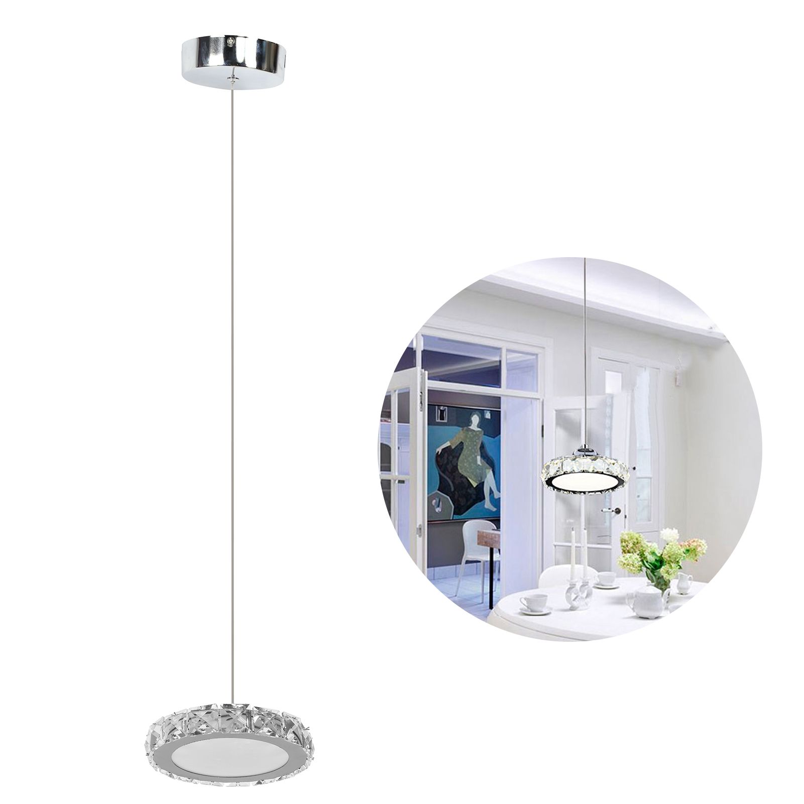 Crystal Chandelier Hanging Lamp Pendant Lamp for Dining Room Kitchen 12W White view 11