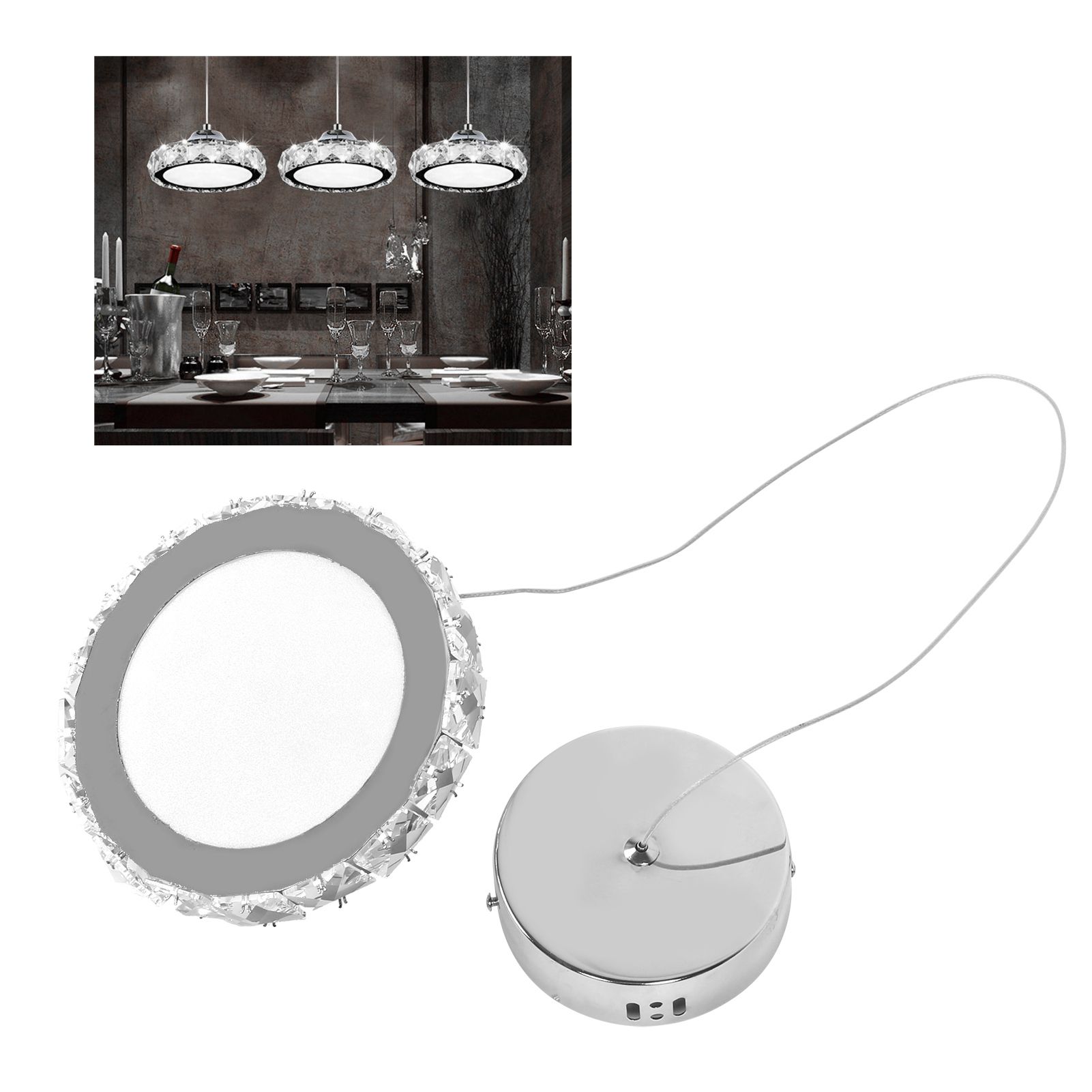 Crystal Chandelier Hanging Lamp Pendant Lamp for Dining Room Kitchen 12W White view 12