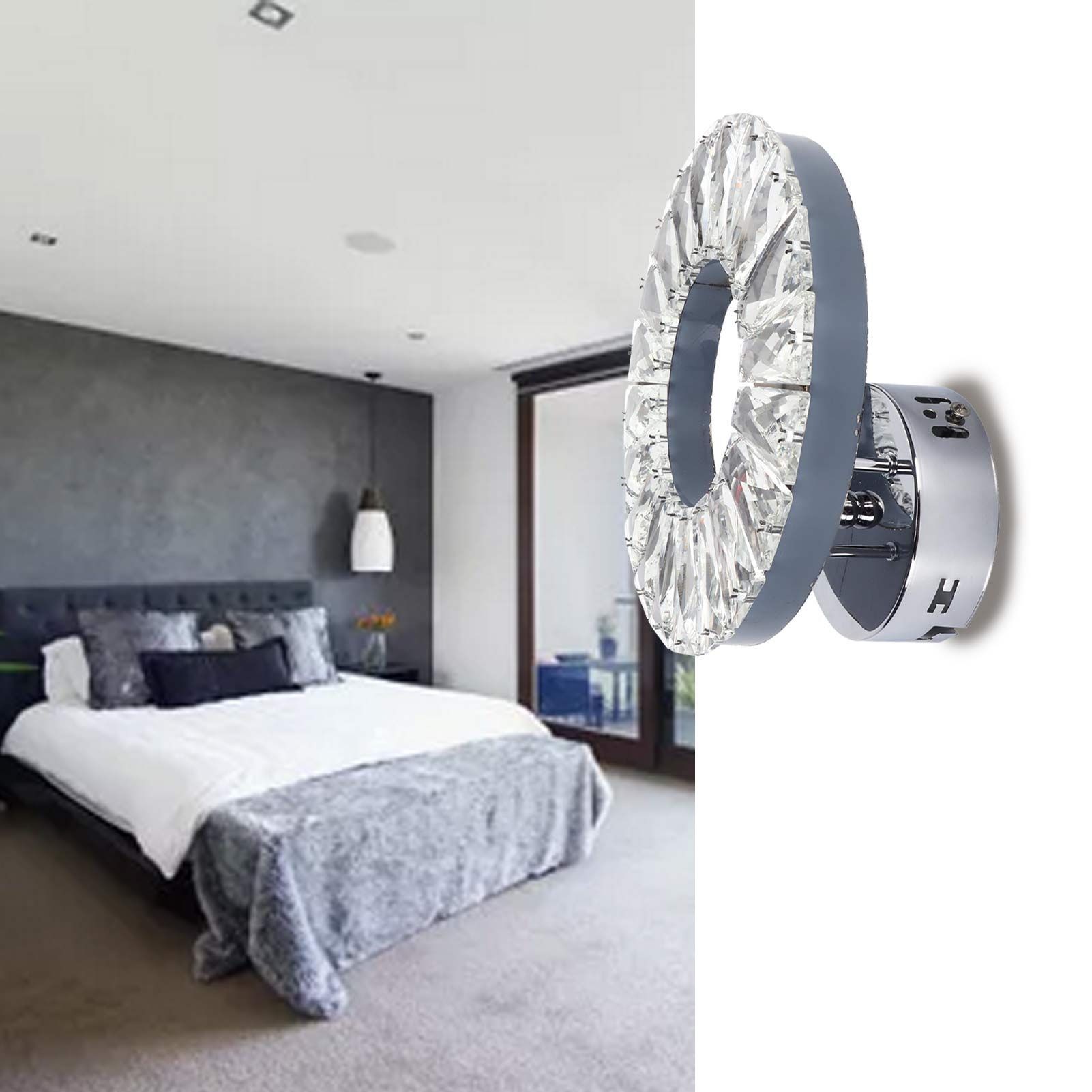 Crystal Wall Lamp 12W Stainless Steel Decorative Lamp for Hotel Corridor view 11