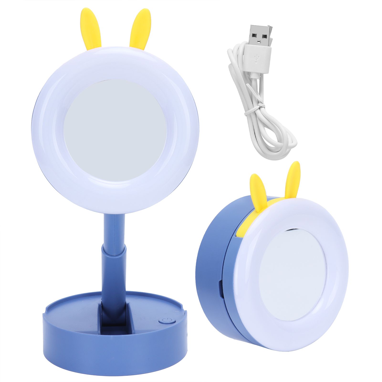 LED Makeup Mirror Portable Desktop Cartoon Makeup Mirror Lamp for Children view 2