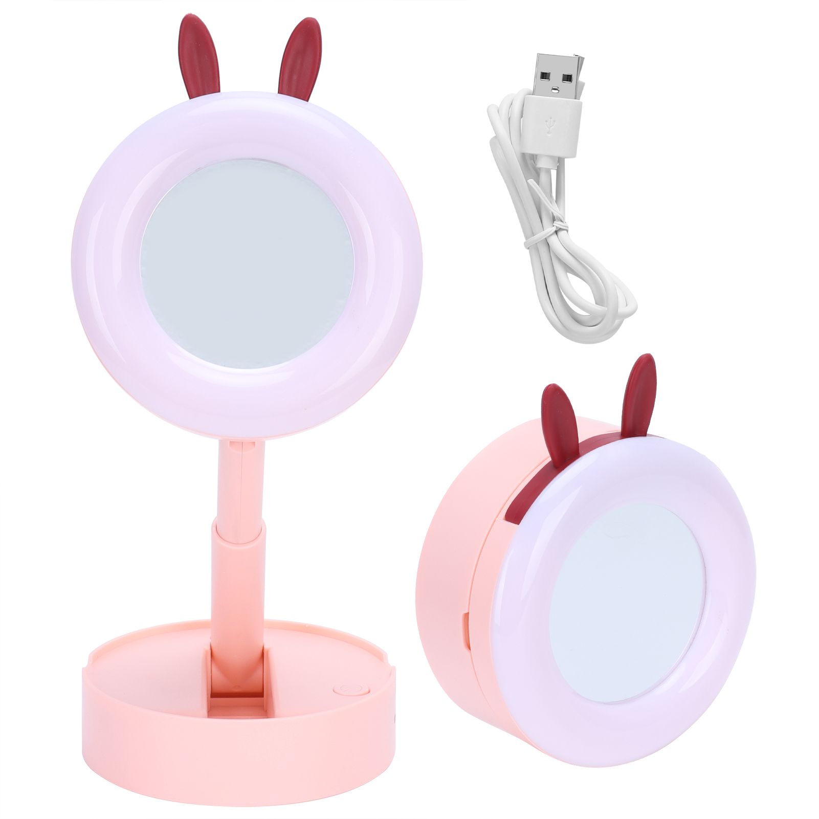 LED Makeup Mirror Portable Desktop Cartoon Makeup Mirror Lamp for Children view 2