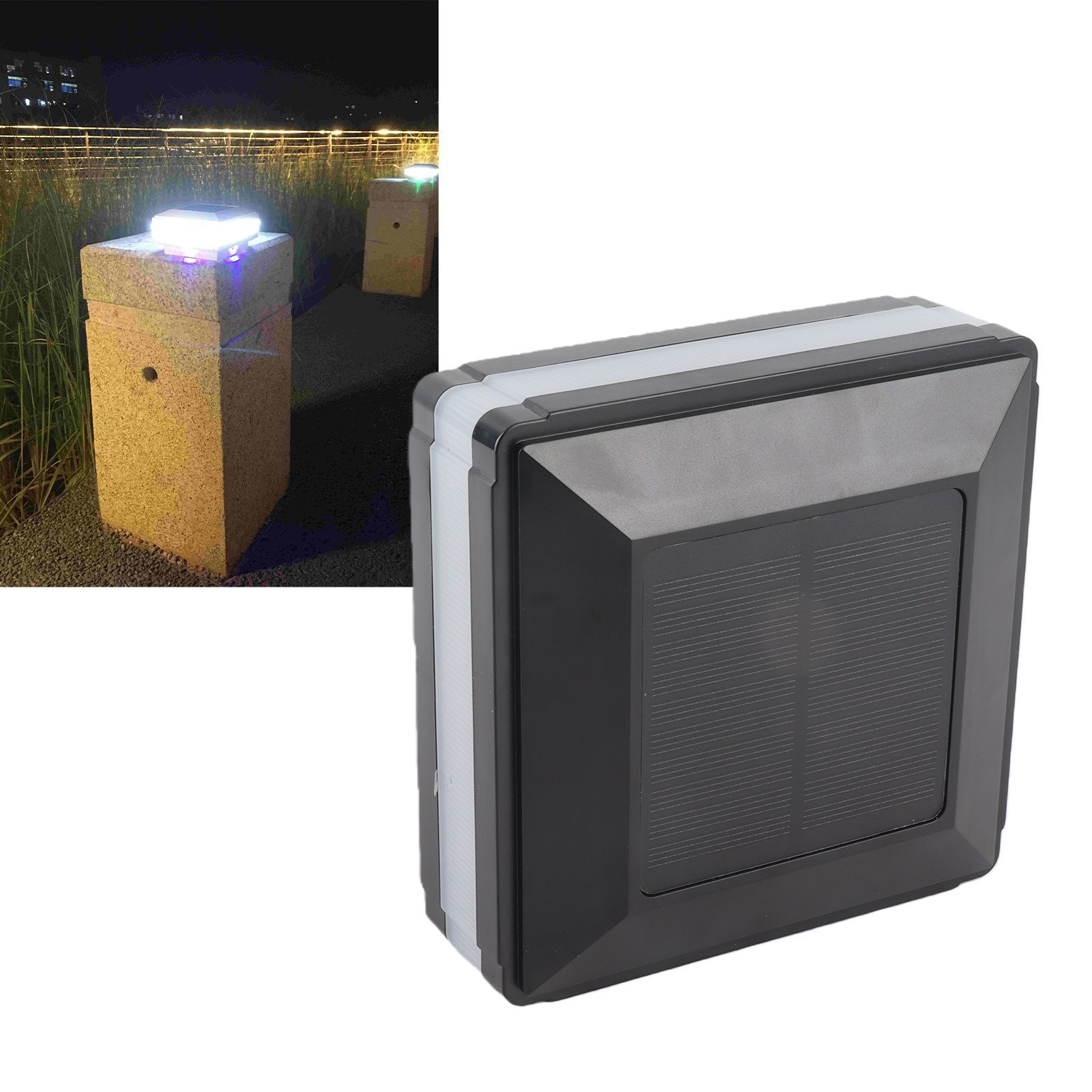 LED Post Light Solar Power Double Color Induction Fence Cap Pillar Lamp IP65 view 12