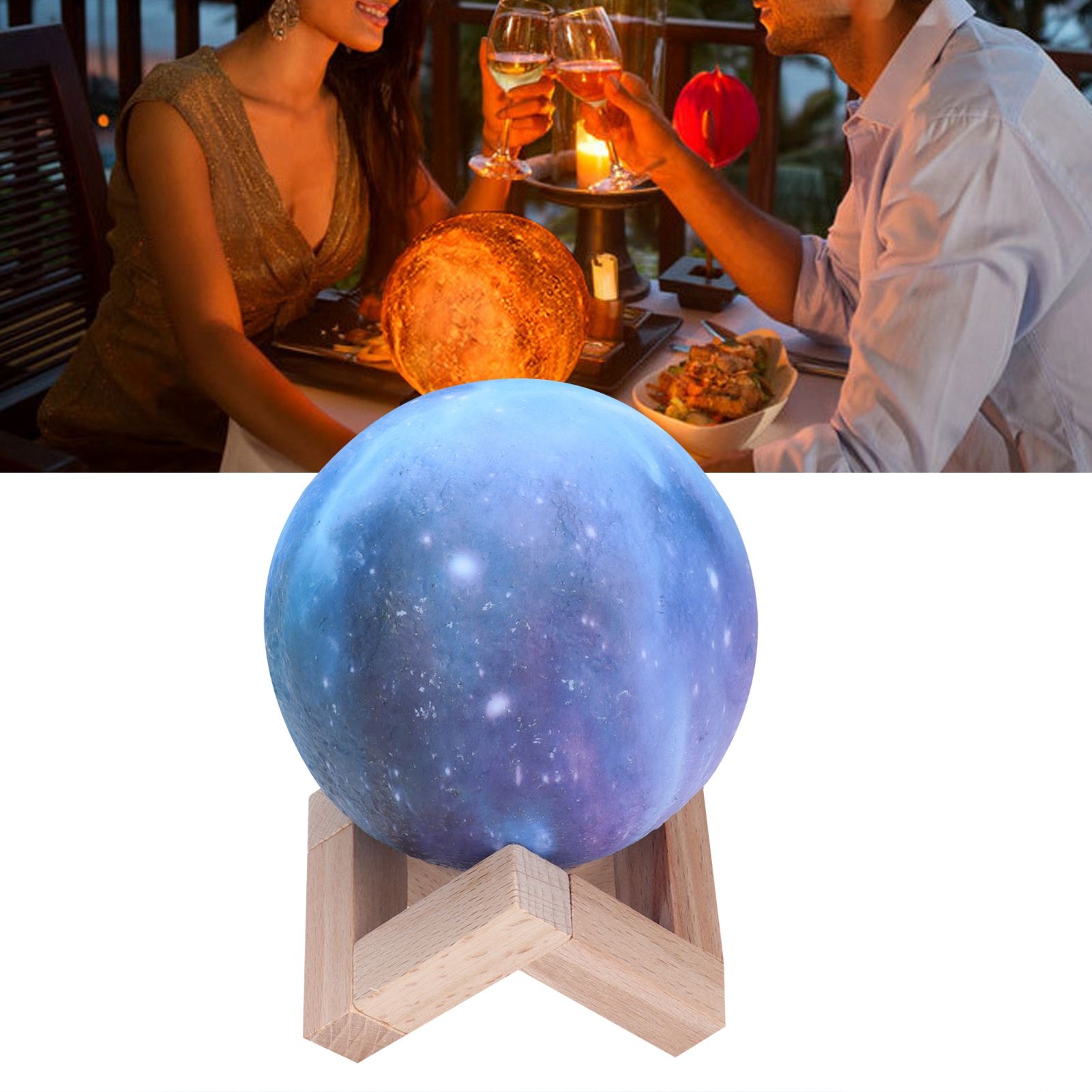 USB Moon Lamp 3 Dimensional 3‑Colors LED Night Light Bedside Lamp Children view 12