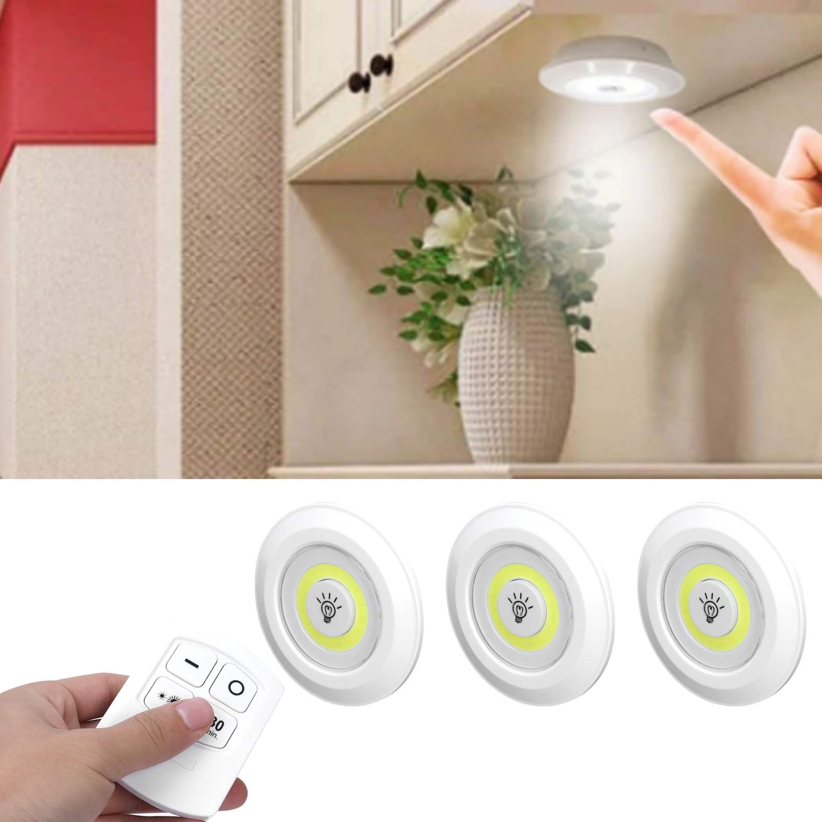 3Pcs COB Night Light Remote Control Timing Dimming Night Lamp Bedroom Wardrobe view 11
