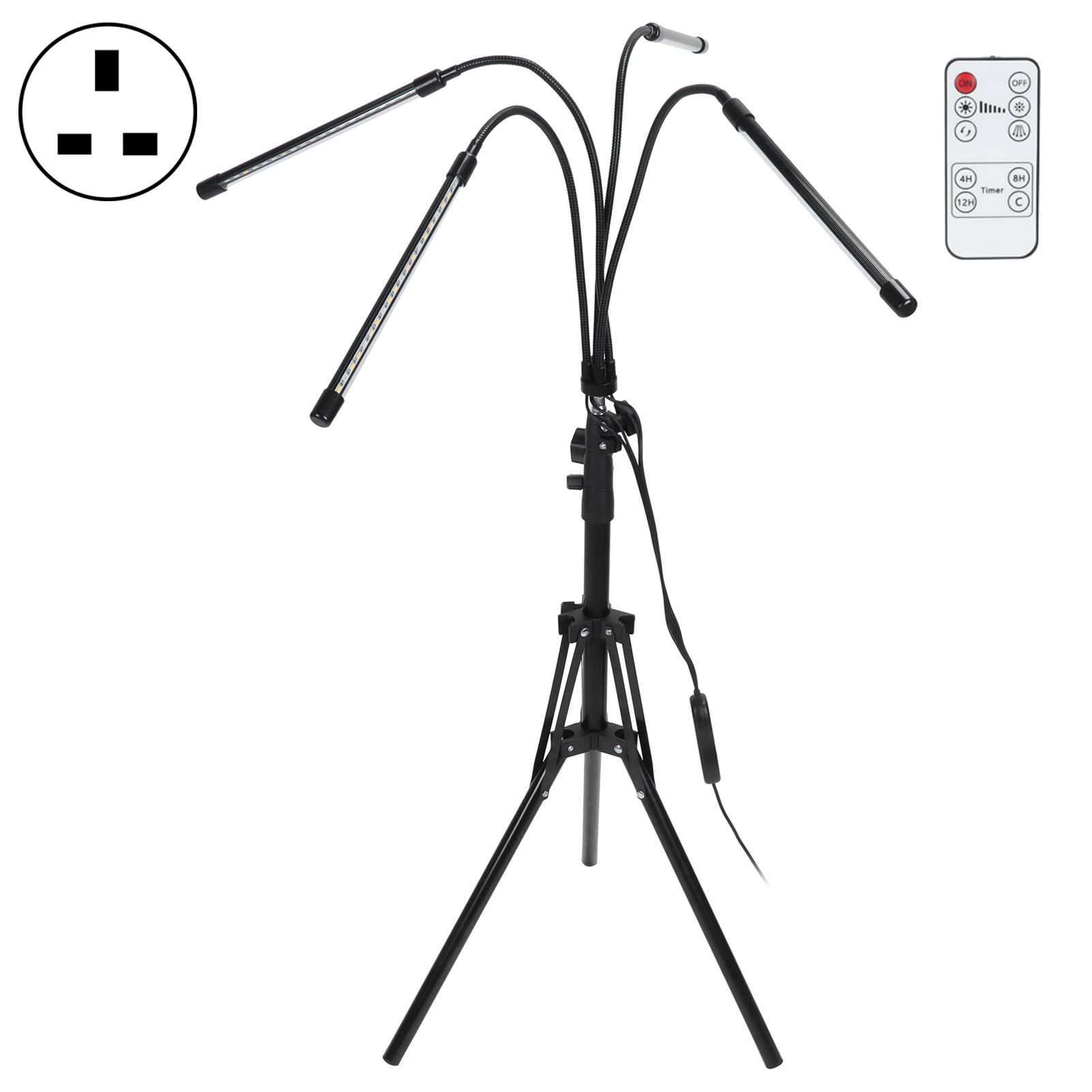 4‑Head Grow Light Tripod Stand LED Plant Growth Light with Remote Timing view 2