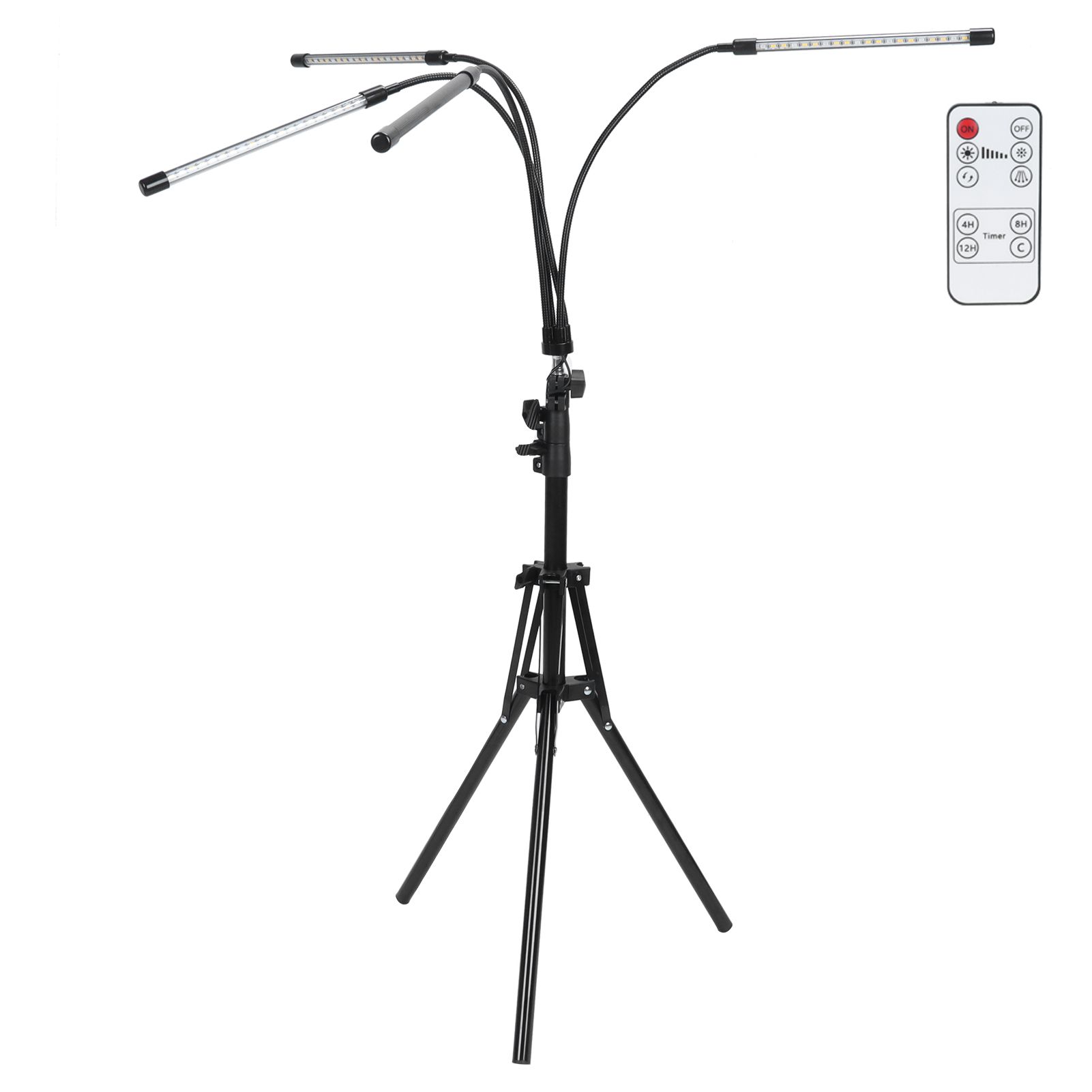 4‑Head Grow Light Tripod Stand LED Plant Growth Light with Remote Timing view 3