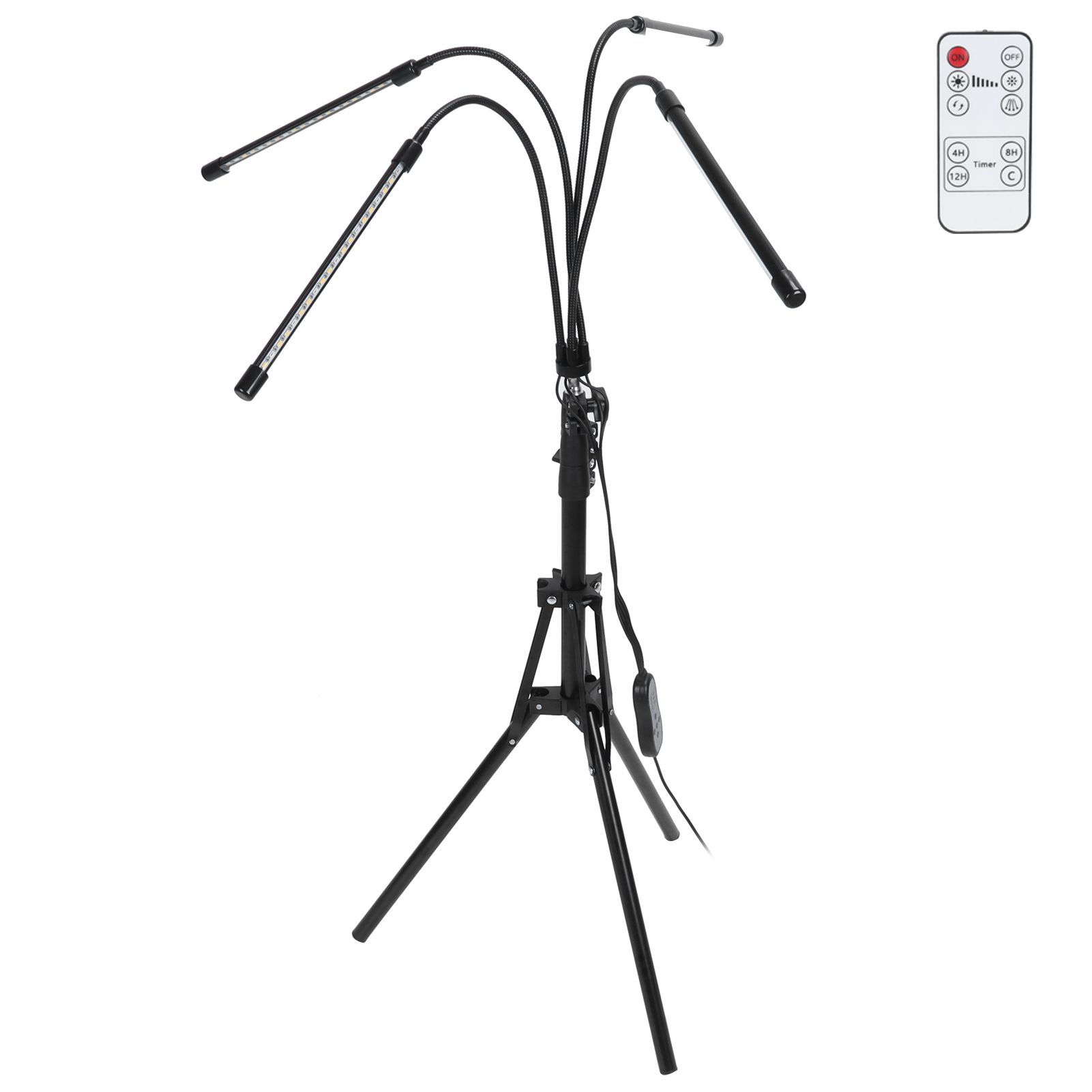 4‑Head Grow Light Tripod Stand LED Plant Growth Light with Remote Timing view 4