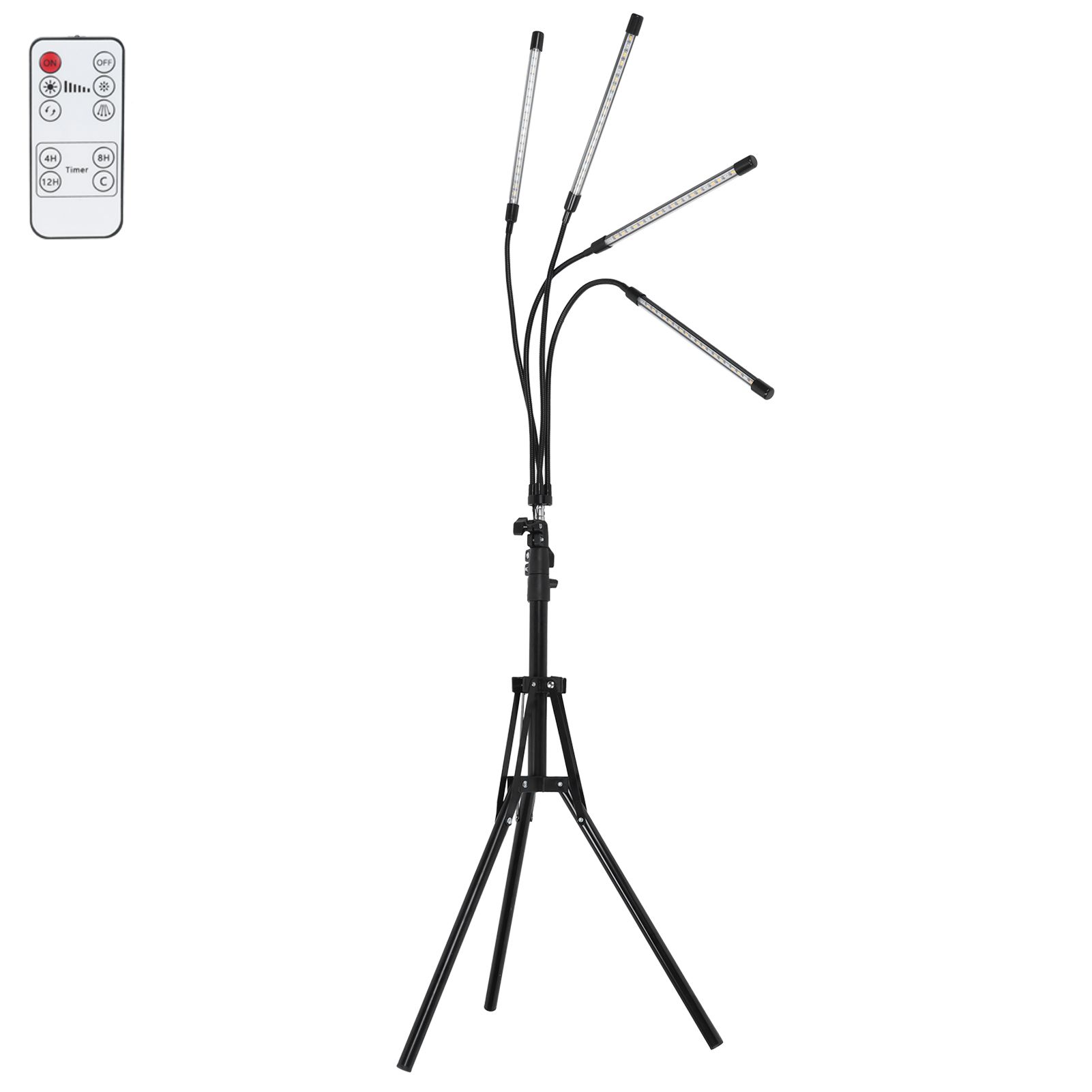 4‑Head Grow Light Tripod Stand LED Plant Growth Light with Remote Timing view 7