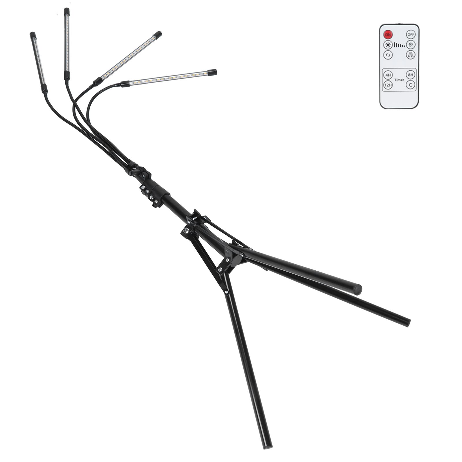 4‑Head Grow Light Tripod Stand LED Plant Growth Light with Remote Timing view 9