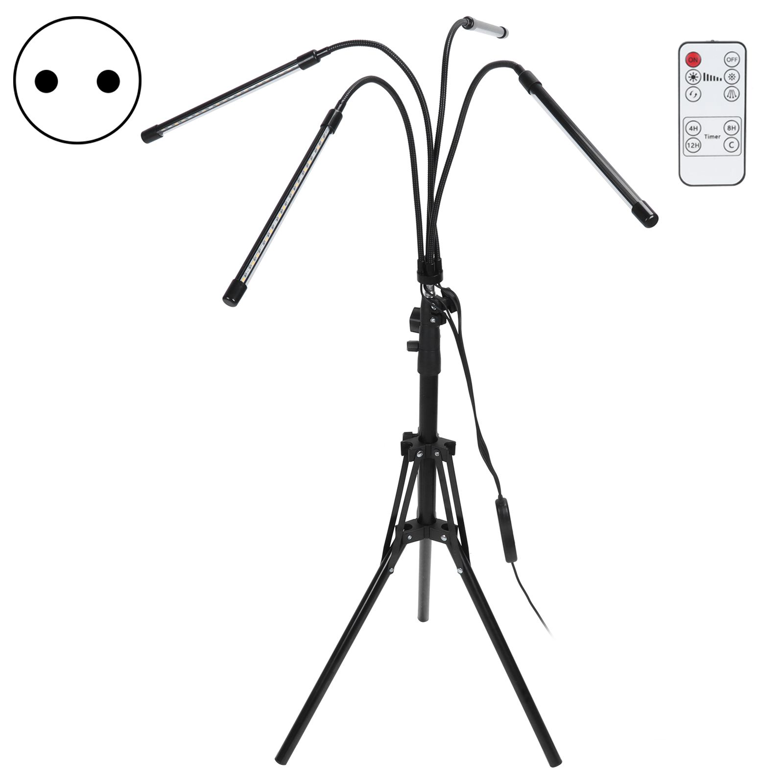 4‑Head Grow Light Tripod Stand LED Plant Growth Light with Remote Timing view 2