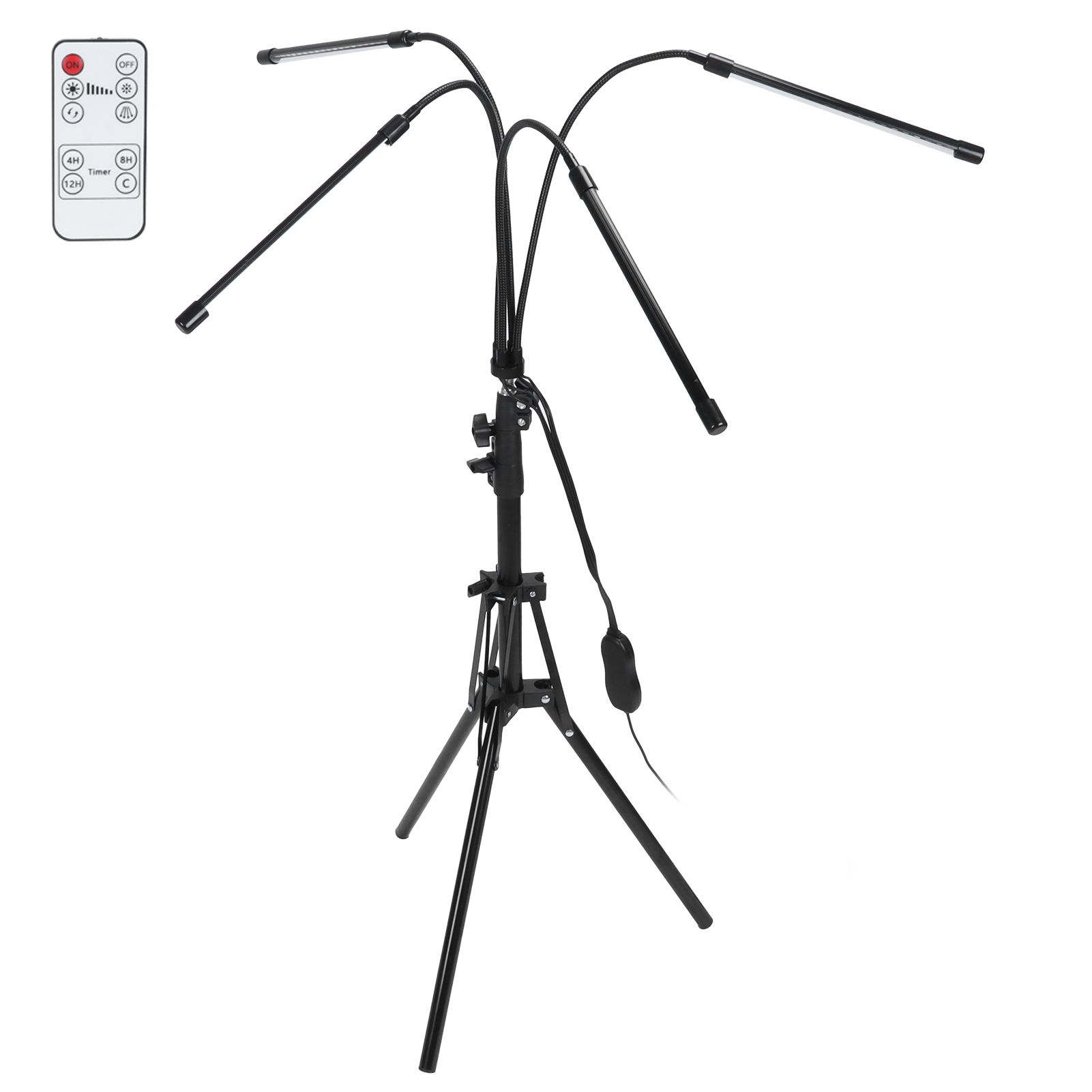 4‑Head Grow Light Tripod Stand LED Plant Growth Light with Remote Timing view 5