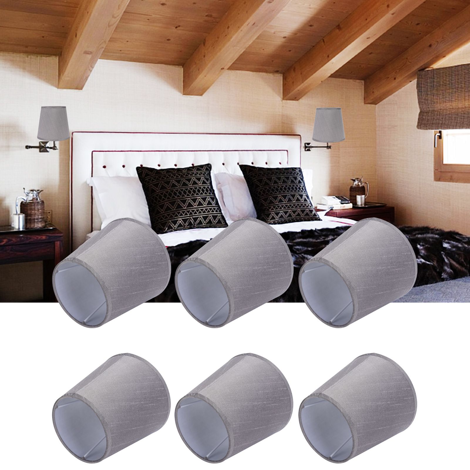 6PCS Simple Lamp Shades Modern Cloth Art Lampshade for E14 Screw Chandelier view 11