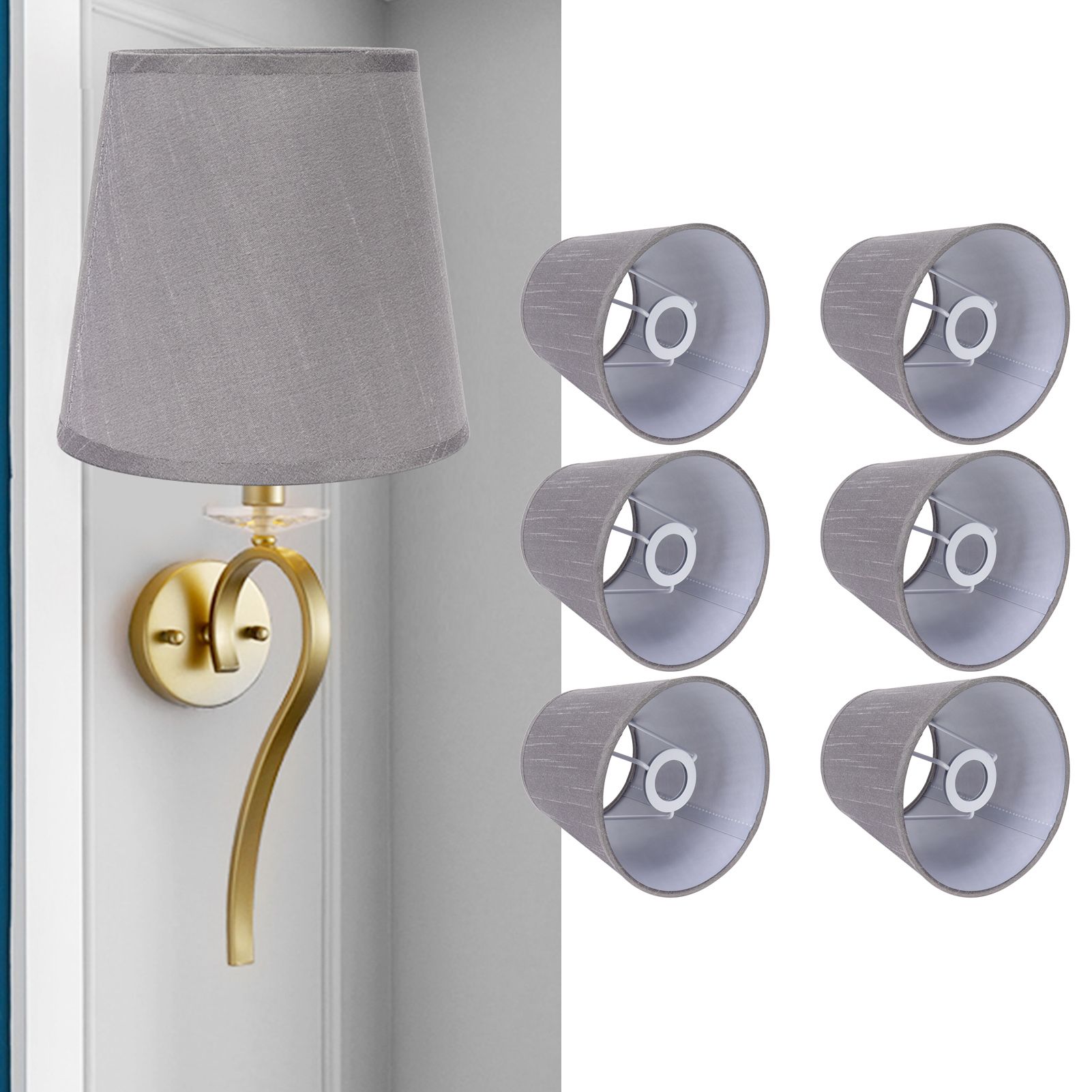 6PCS Simple Lamp Shades Modern Cloth Art Lampshade for E14 Screw Chandelier view 12