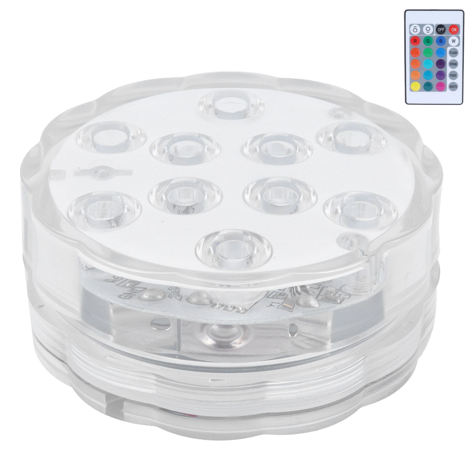 7cm/2.8in 16‑Color LED Pool Light RGB Underwater Lamp with 24‑Key Remote