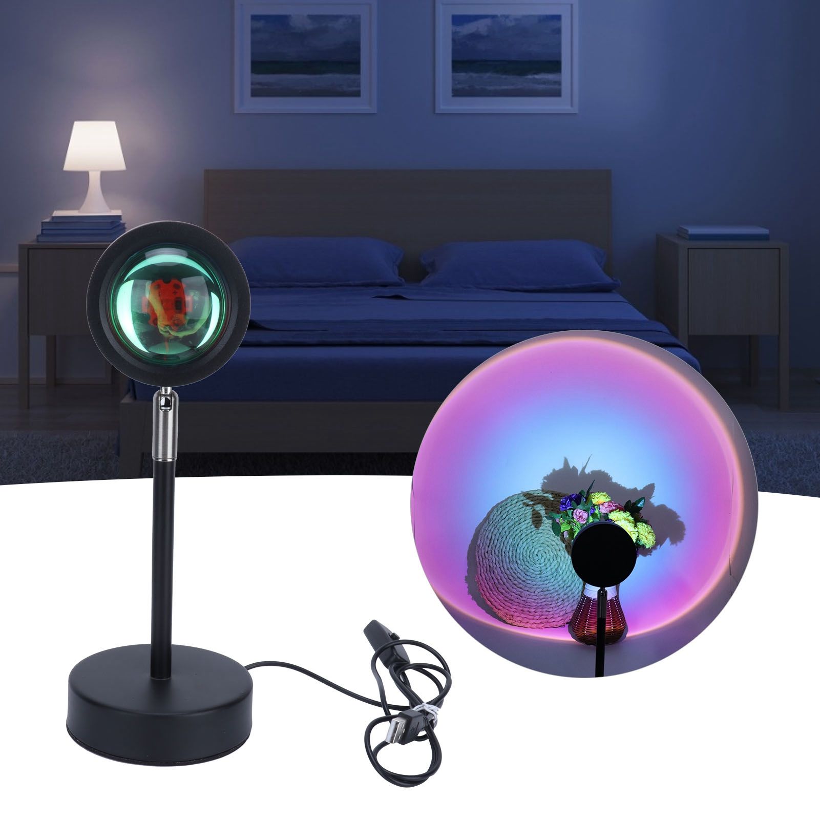 LED USB Projection Lamp Ambient Lighting Home Bedroom Broadcast Background view 12
