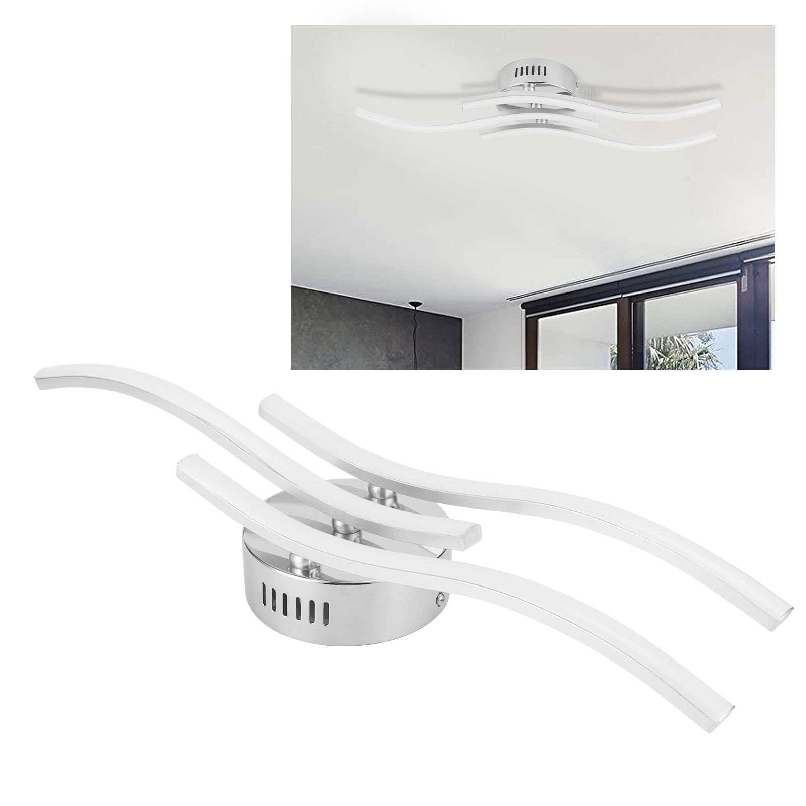 Ceiling Light Home Living Room WavyShape Parallel LED Lamp Decoration White view 11