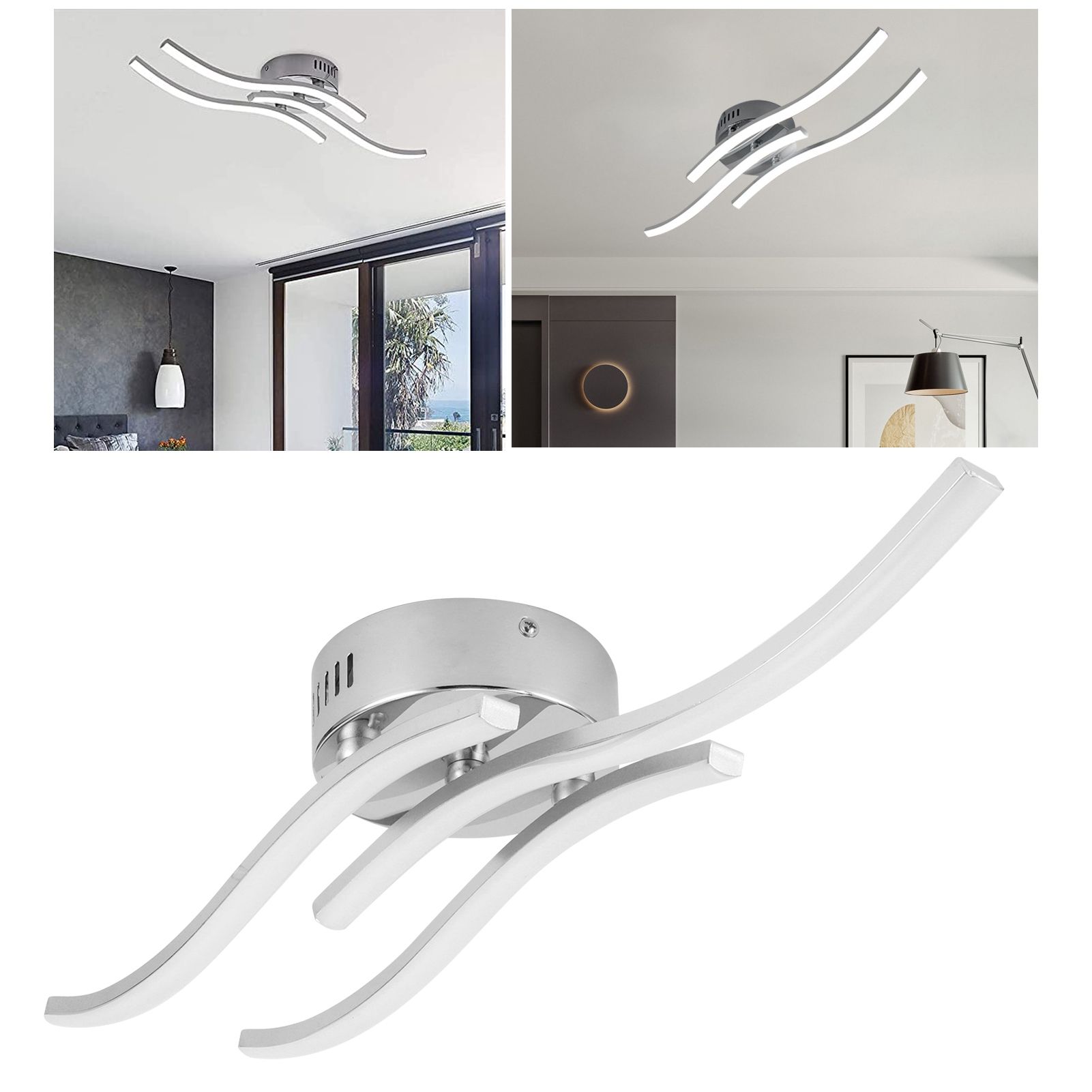 Ceiling Light Home Living Room WavyShape Parallel LED Lamp Decoration White view 12
