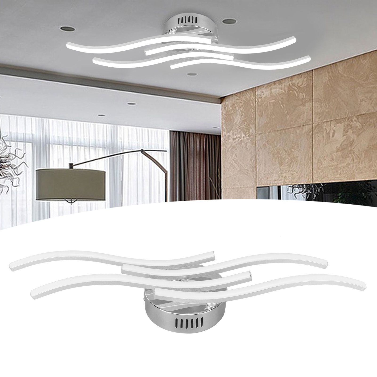 LED Wavy Ceiling Light 140LED Modern Ceiling Lamp for Bedroom Living Room view 11