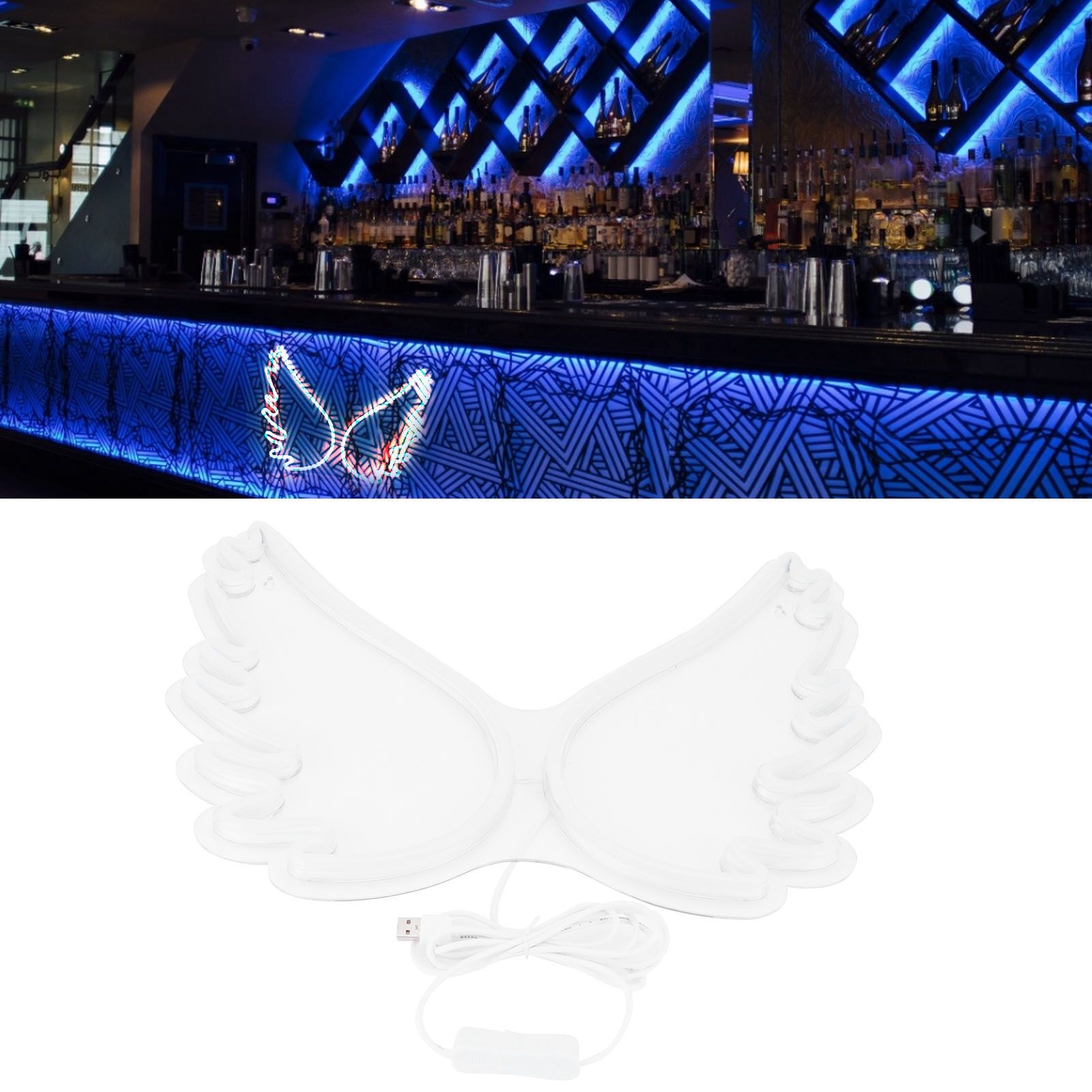 USB Neon Light Innovative Angel Wing Night Lamp Bar Store Club Pub Party view 11