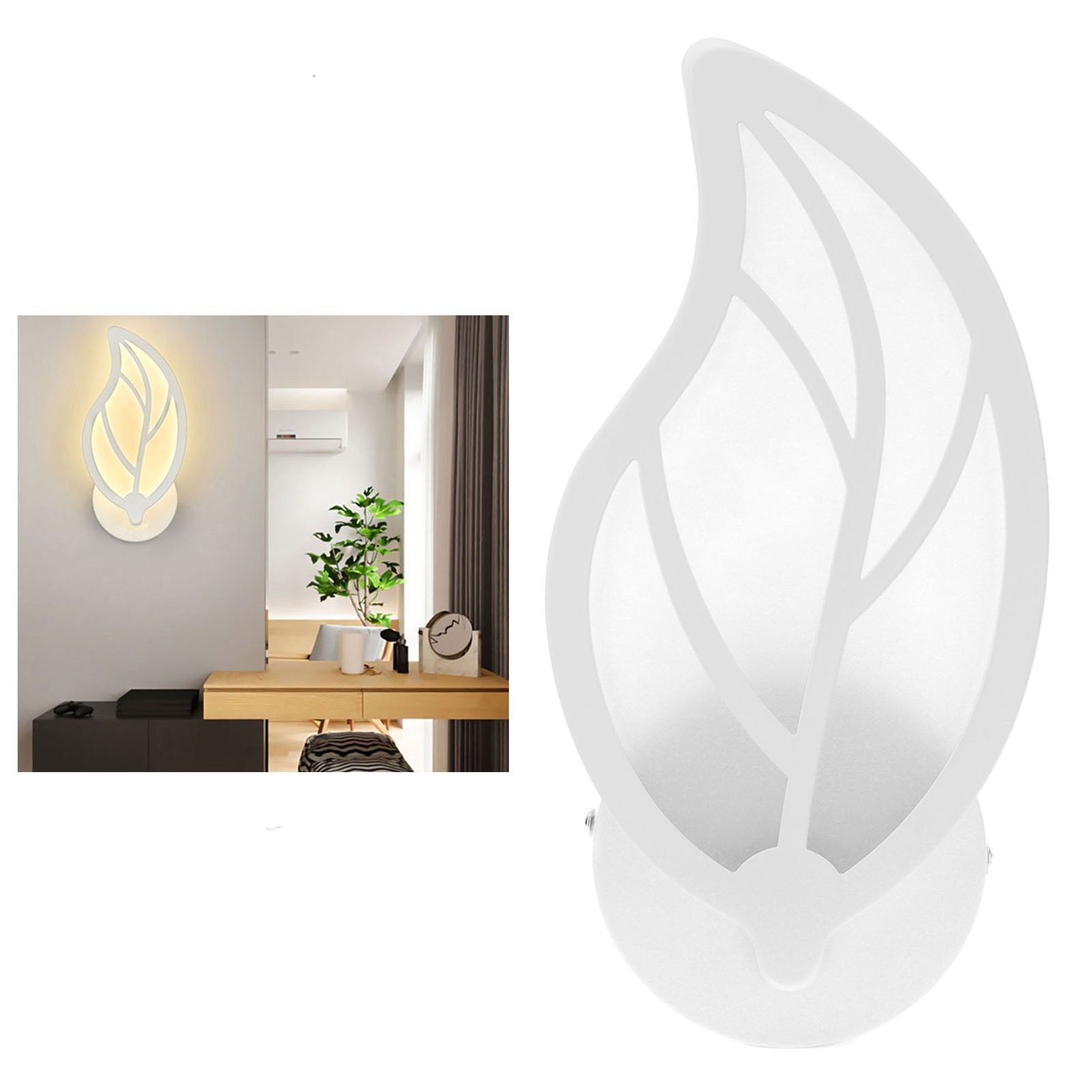 LED Wall Light Modern Acrylic LeafShape Lamp Bedroom Corridor Decor Warm White view 11