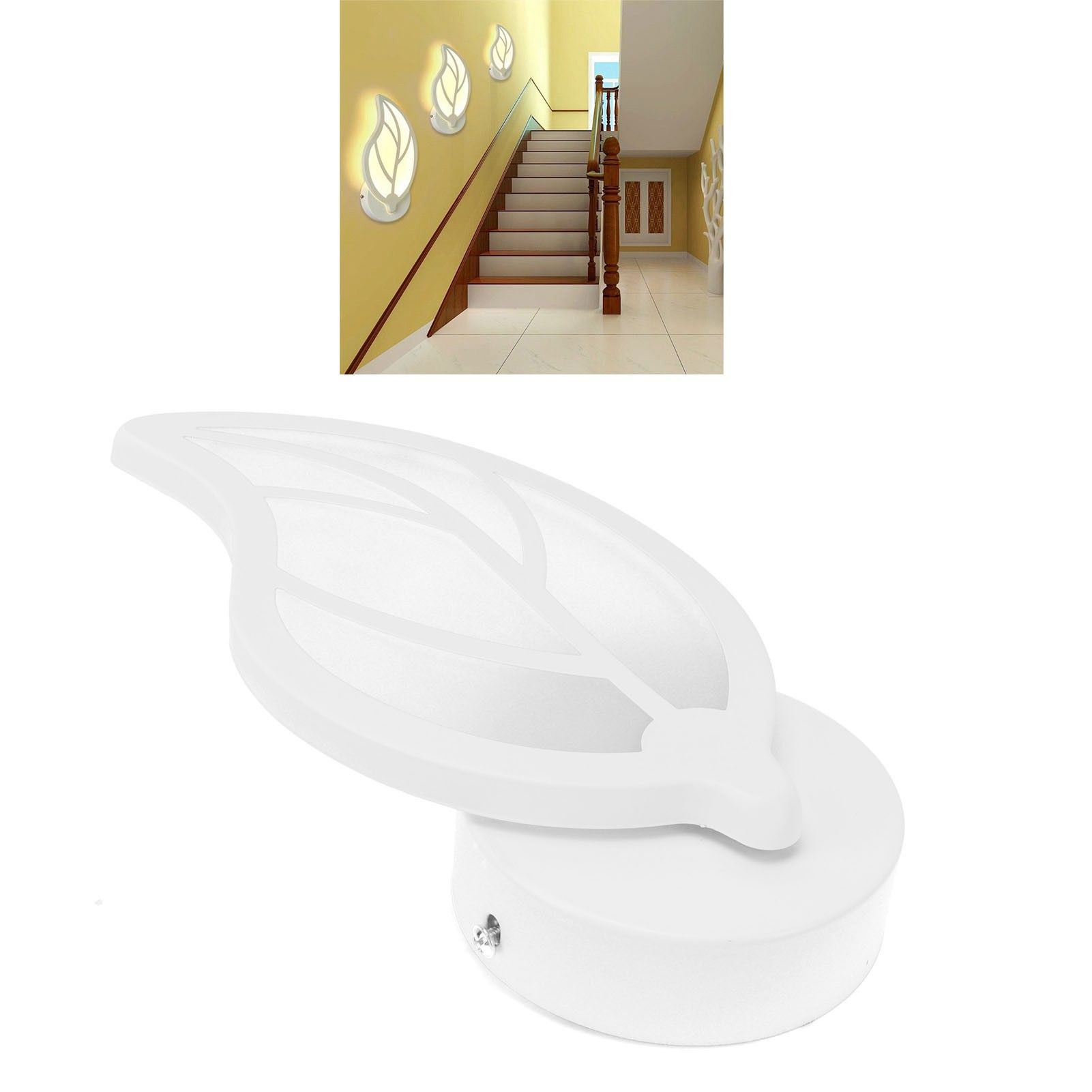 LED Wall Light Modern Acrylic LeafShape Lamp Bedroom Corridor Decor Warm White view 12