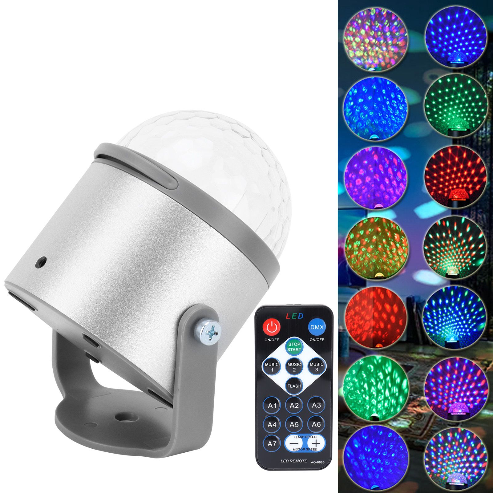 Projector Lamp Remote Control Light Colorful Ratatable Sound Activated Light view 11