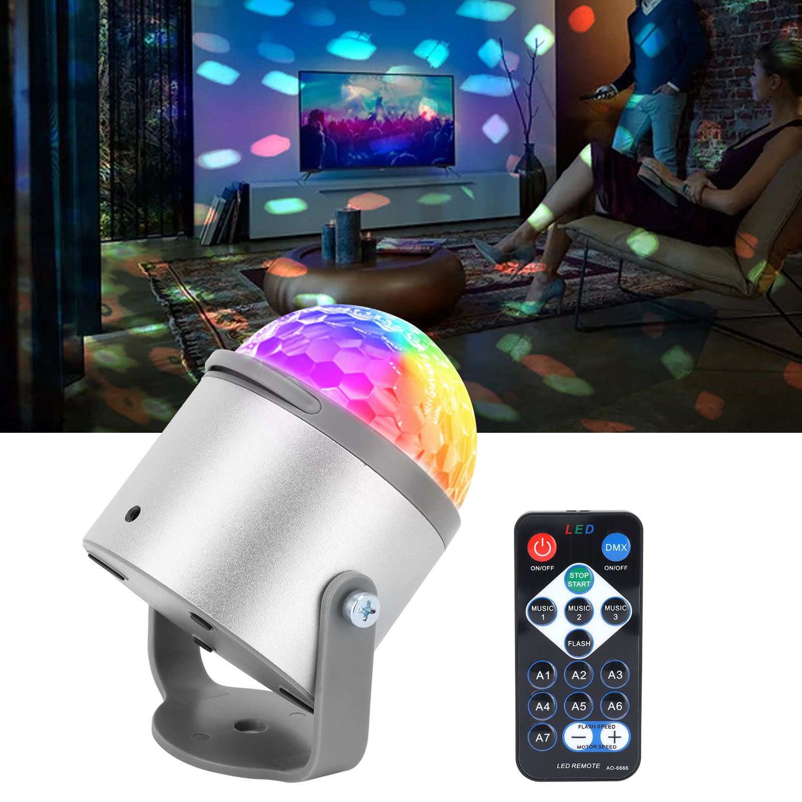 Projector Lamp Remote Control Light Colorful Ratatable Sound Activated Light view 12