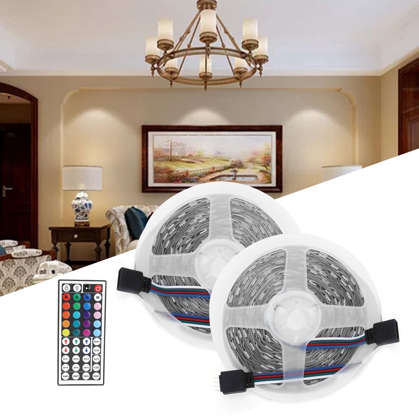 300LED Strip Light 10M Colorful RGB Strip Lights Dimmable 12V for Outdoor Decor view 12