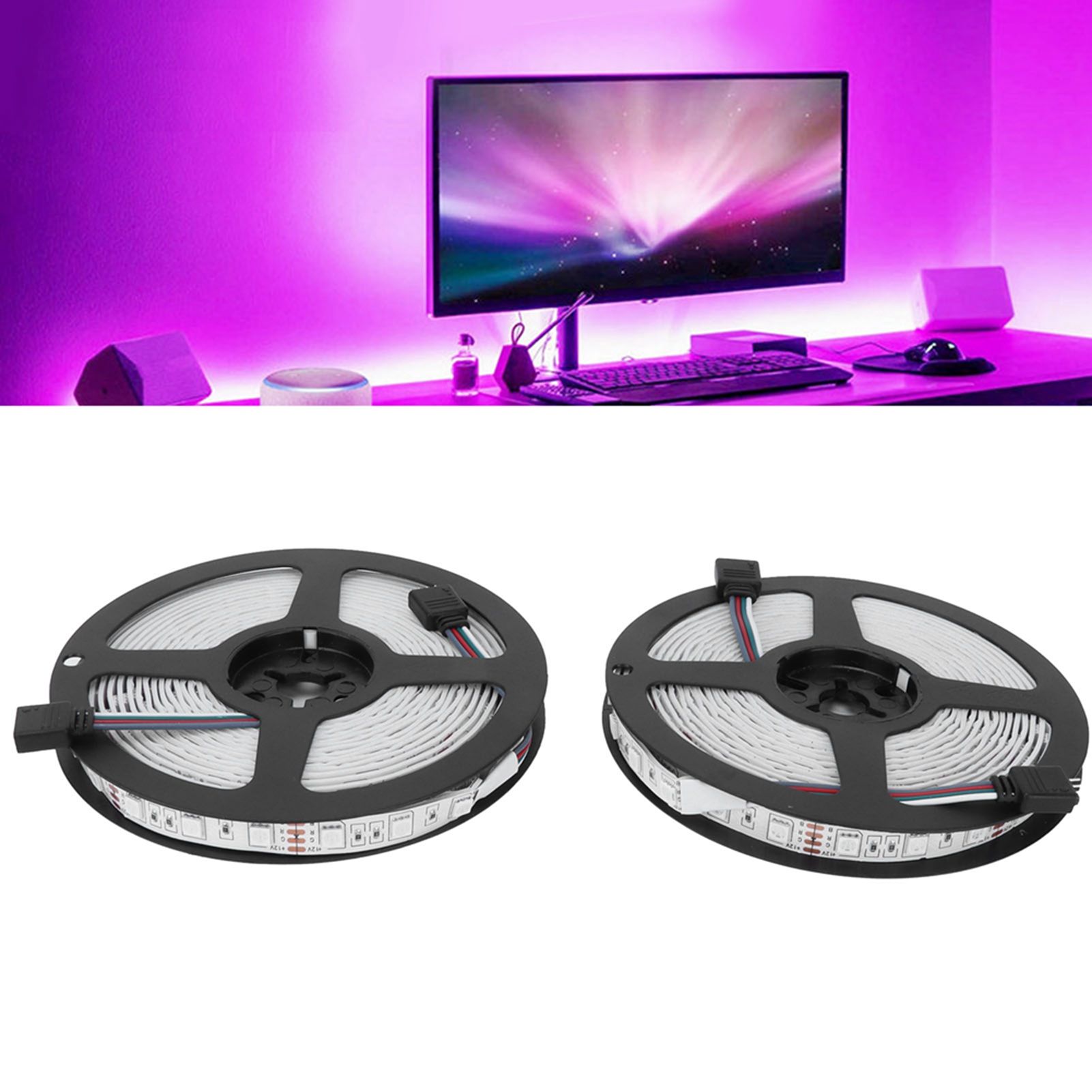 Colorful Strip Light 12V 5050SMD RGB 600LED Flexible Light Strip with Remote view 12
