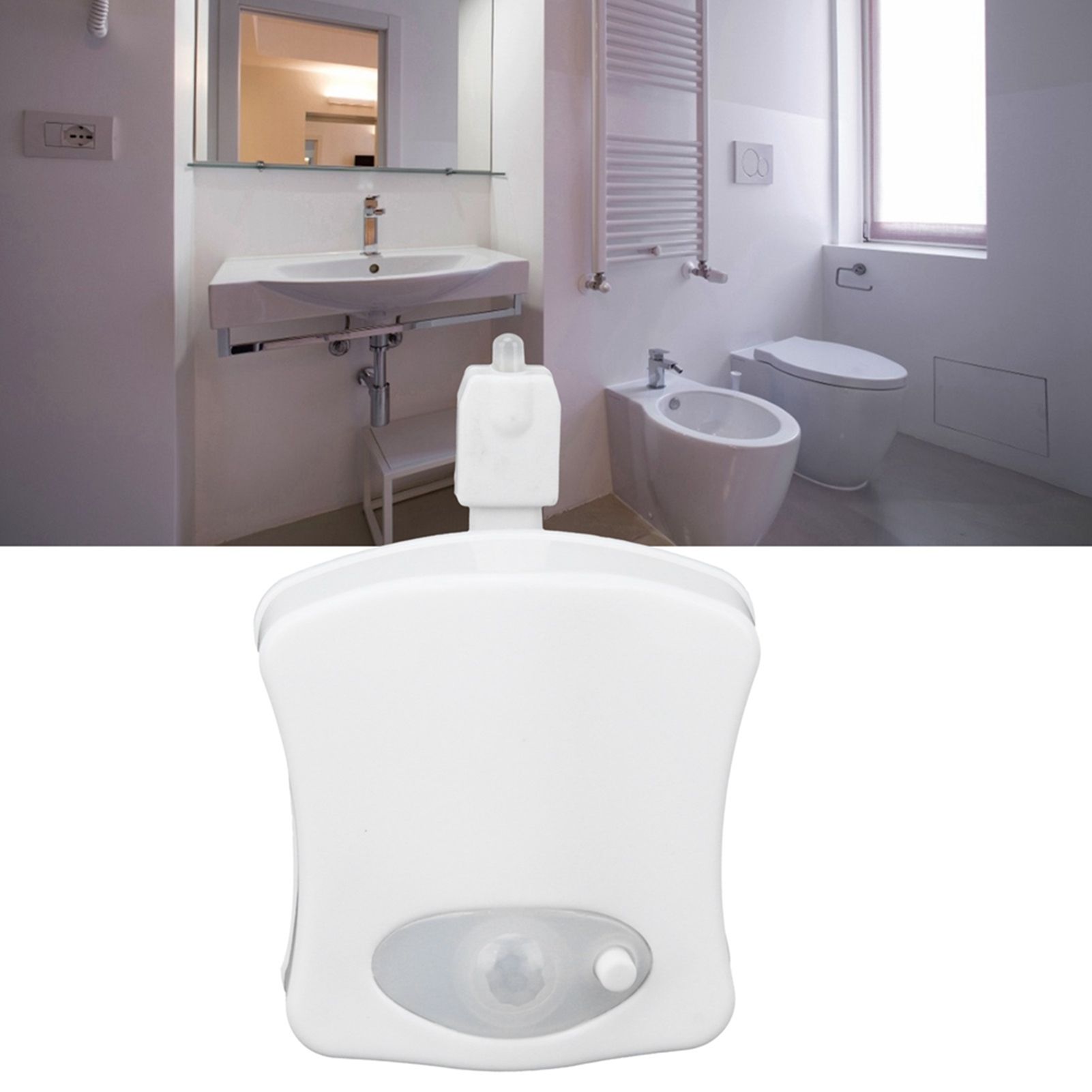 Toilet Sensor Light with 8 Color LED Hanging Body Toilet Cover Lamp Night view 12