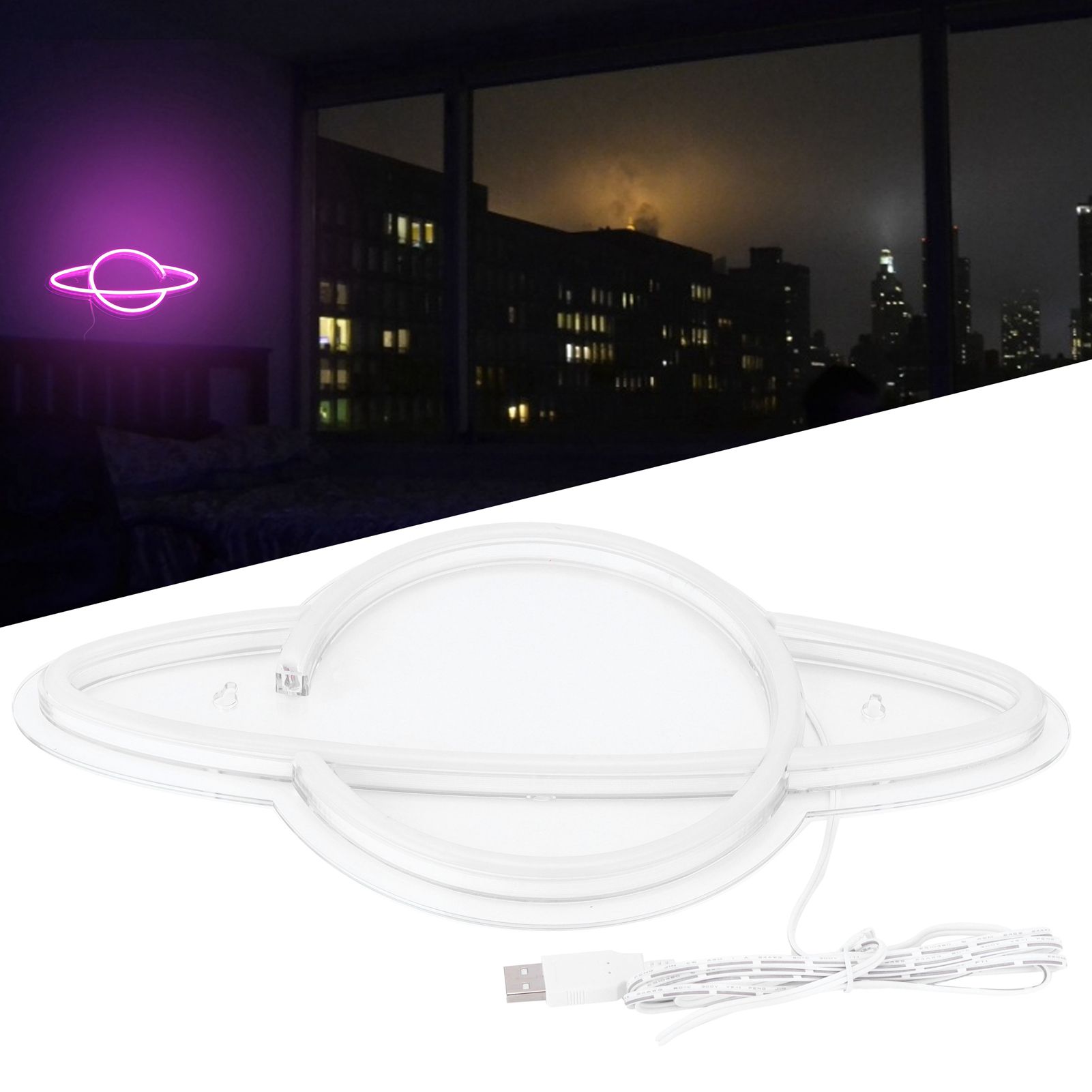 USB Neon Light Planet‑Shape LED Wall Neon Sign Decoration for Birthday Party view 12