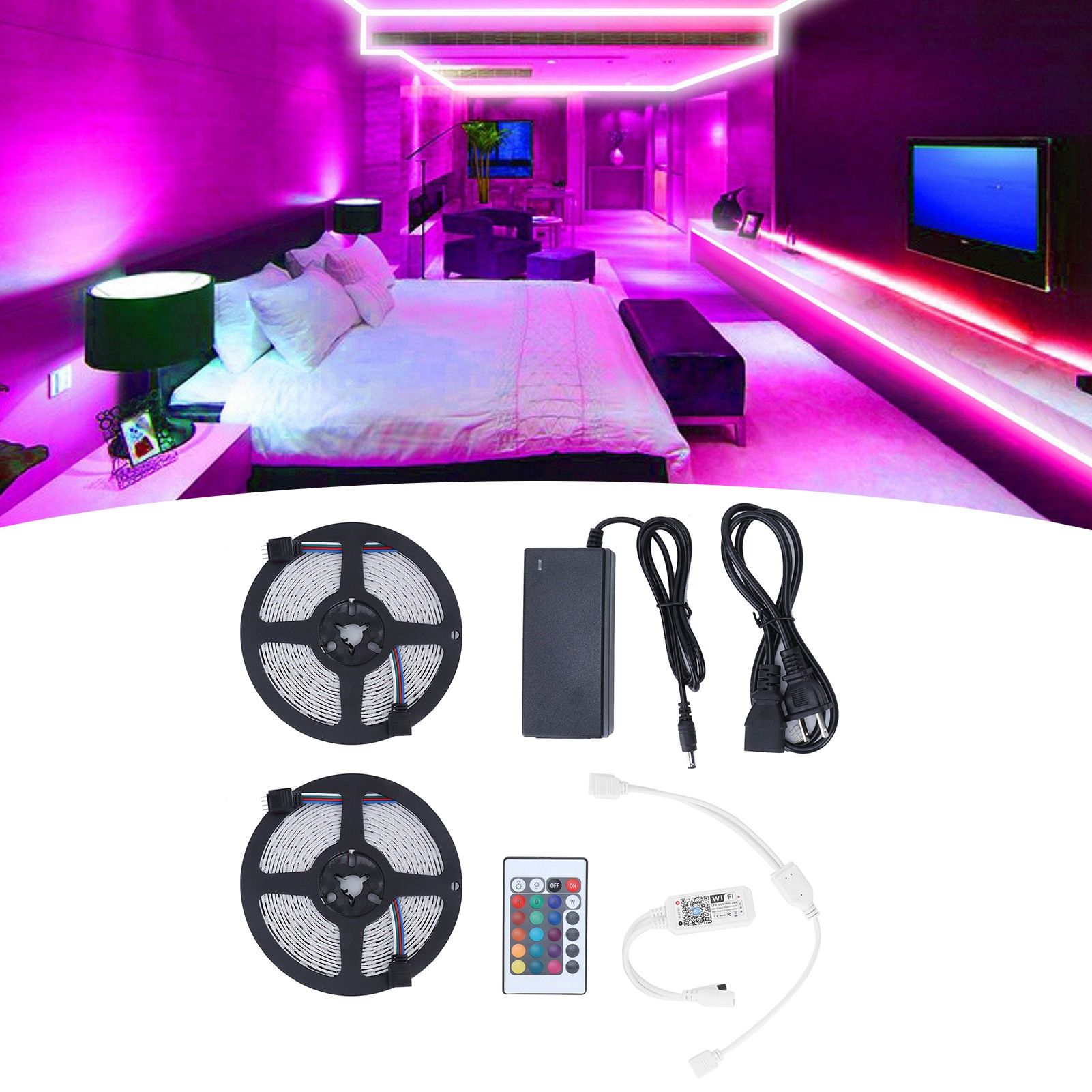 10M RGB Strip Lights Colorful WiFi 600LED Light Strip Dimmable Lighting for view 11