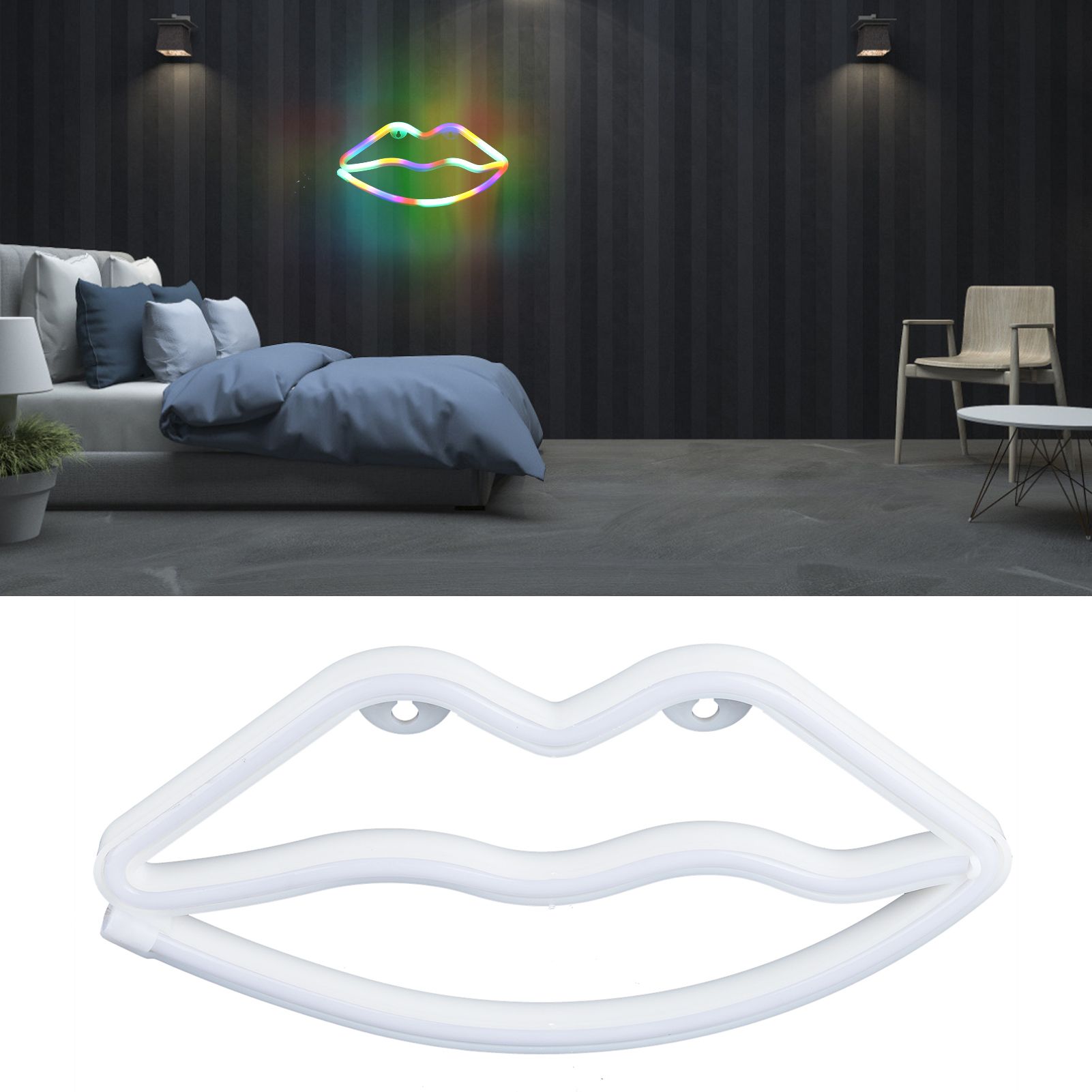 Lip Shaped Neon Light Colorful LED Neon Sign Wall Decors for Children Room view 11