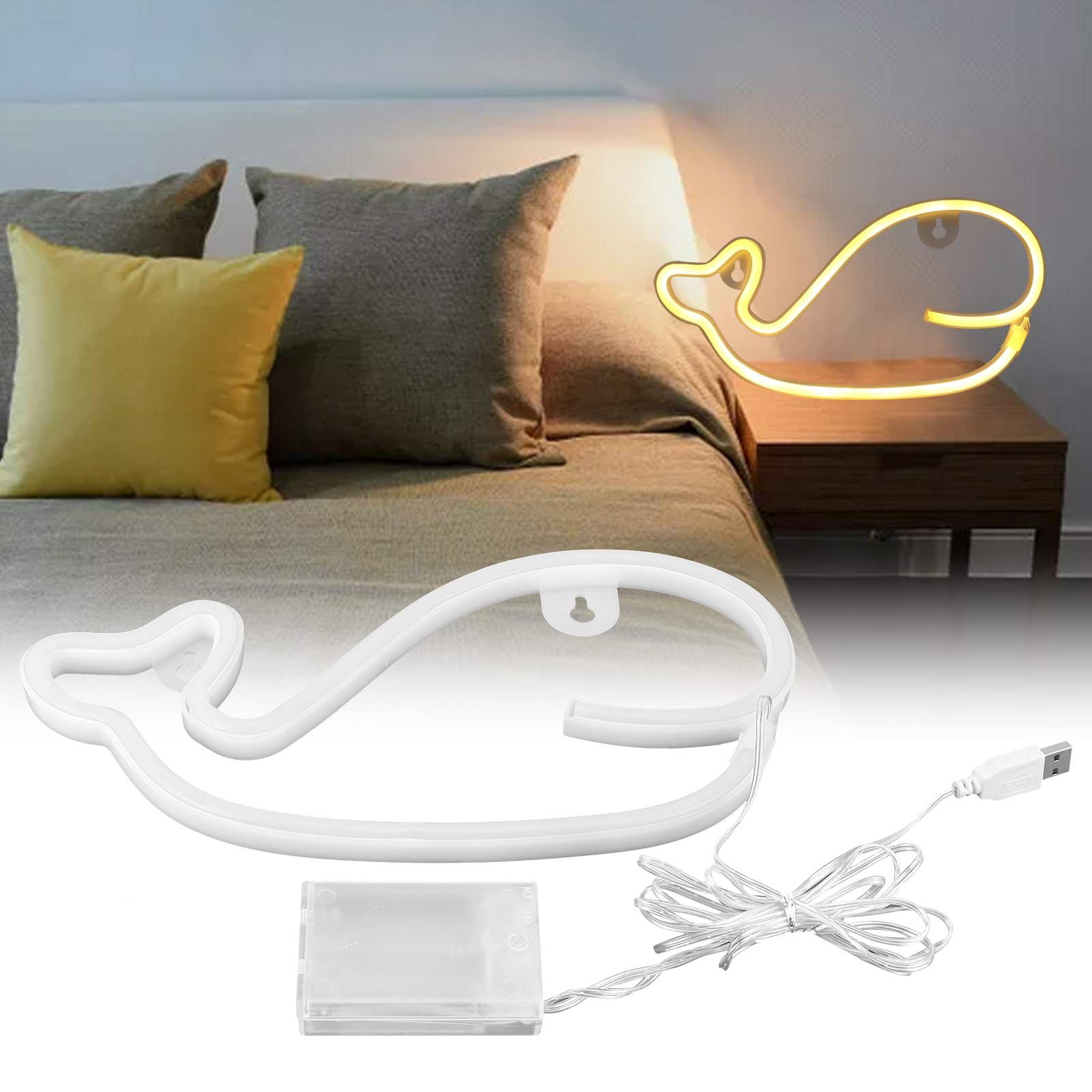 Neon Light Whale Shape LED Neon Sign Lamp Home Bedroom Party Holiday view 11