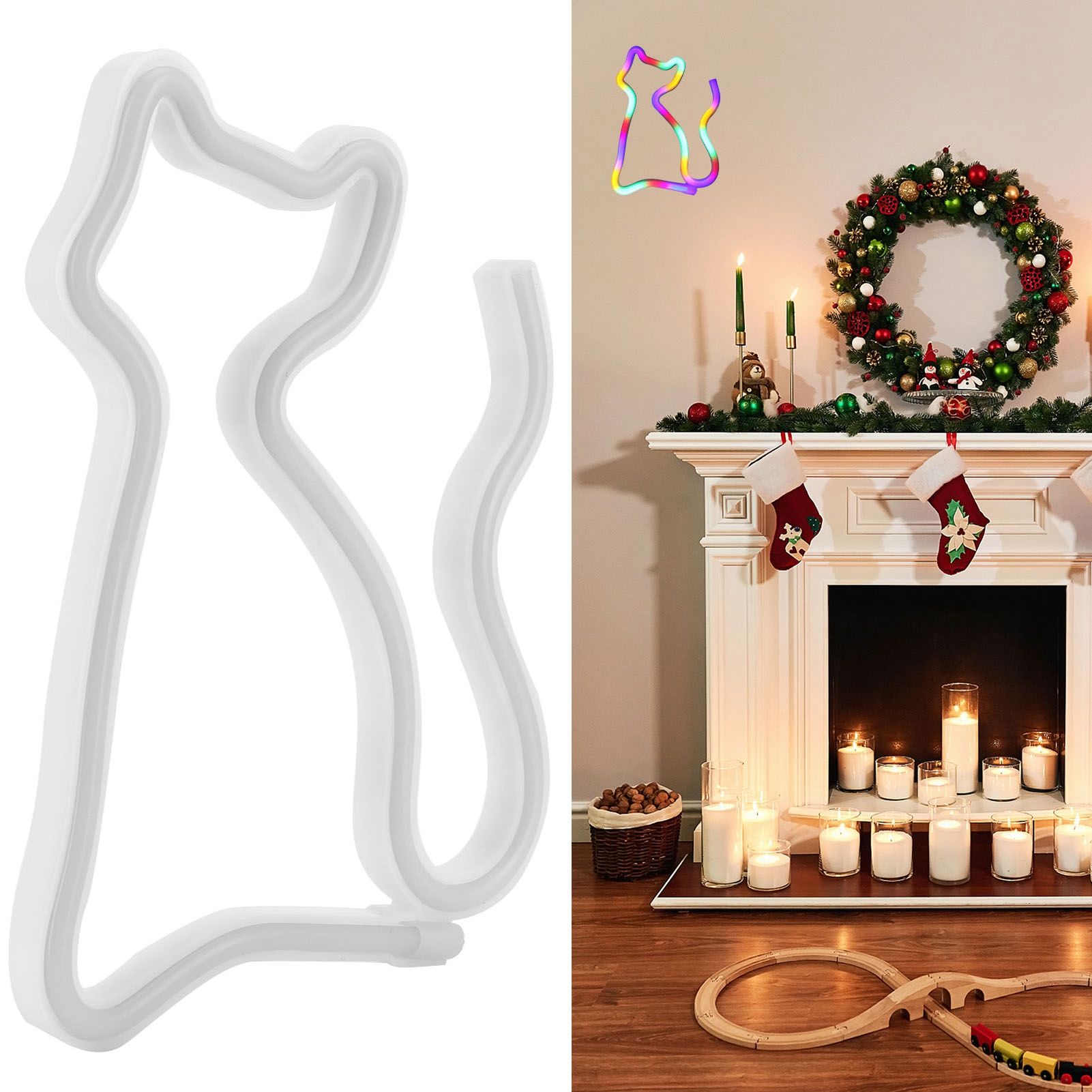 LED Neon Light Colorful CatShape Neon Sign Wall Decors for Proposal Wedding view 11