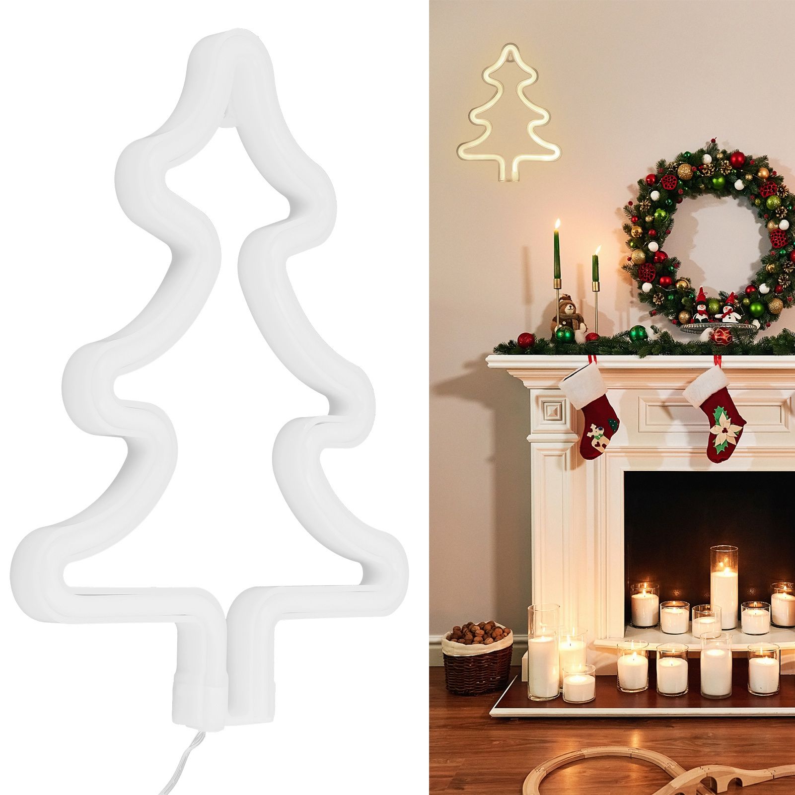 Modern Neon Light Christmas Tree LED Neon Sign Bedroom Bedroom Christmas Party view 11