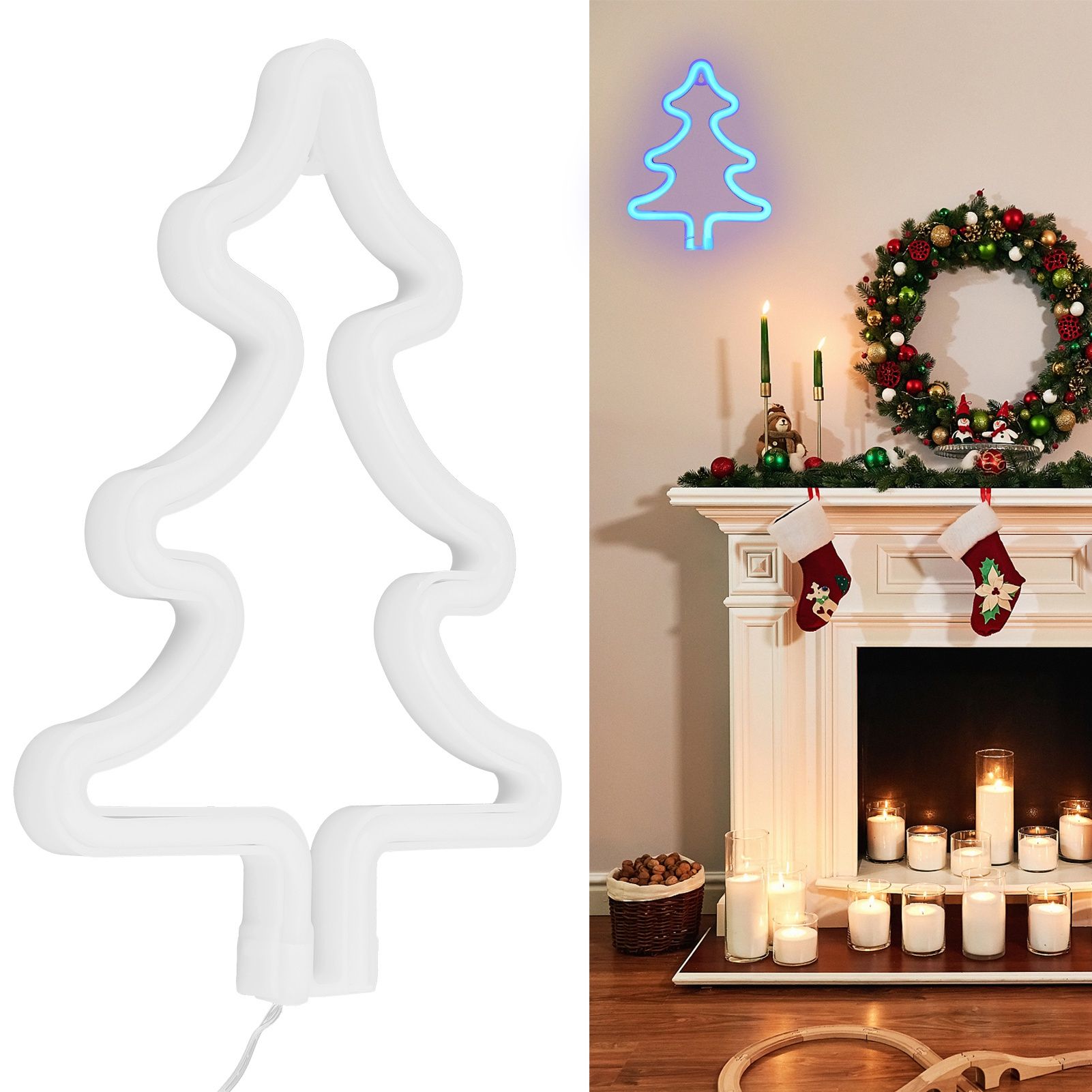 Modern Neon Light Christmas Tree LED Neon Sign Bedroom Bedroom Christmas Party view 11