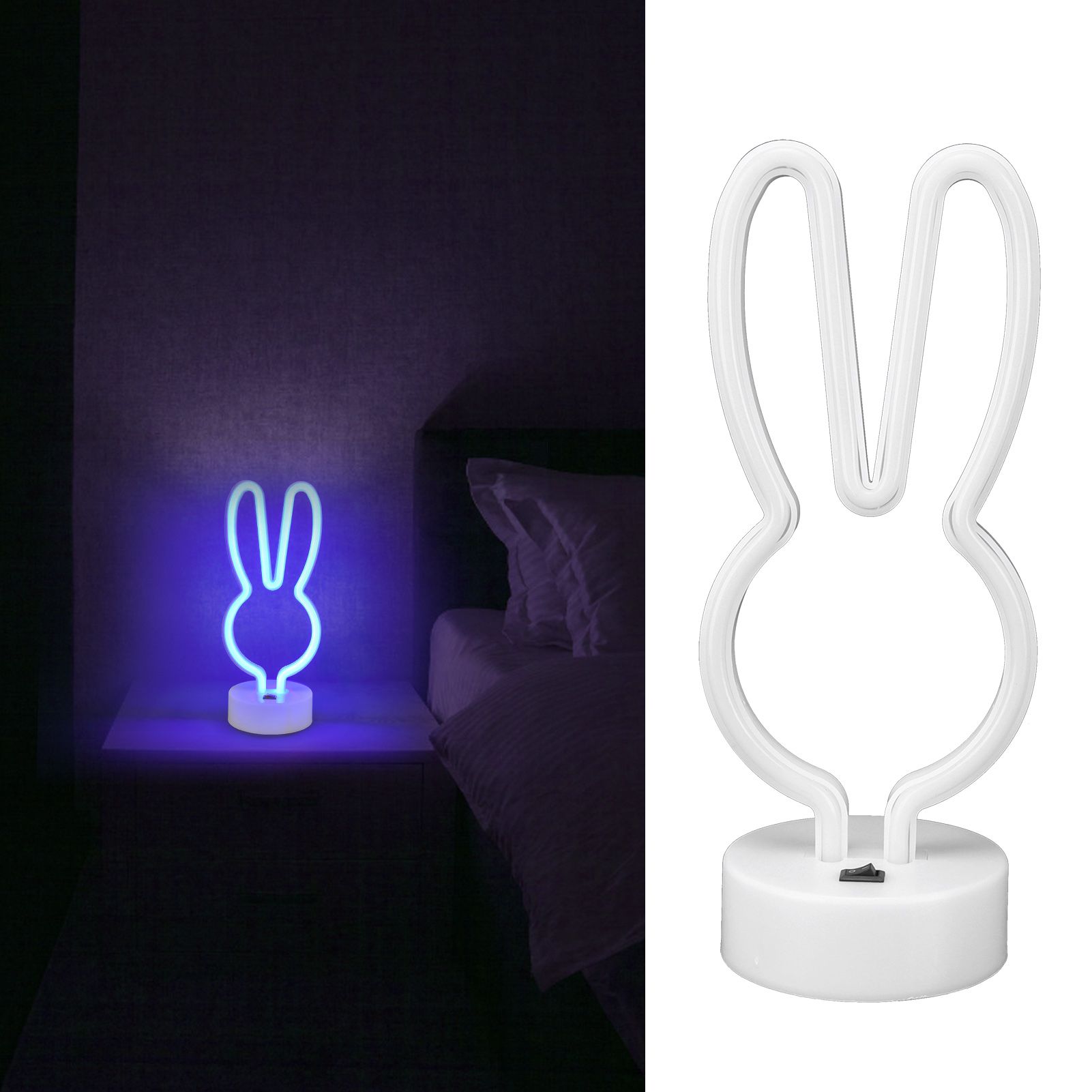 Rabbit Shape LED Neon Light Bedside Table Decor Neon Lamp with Base view 12