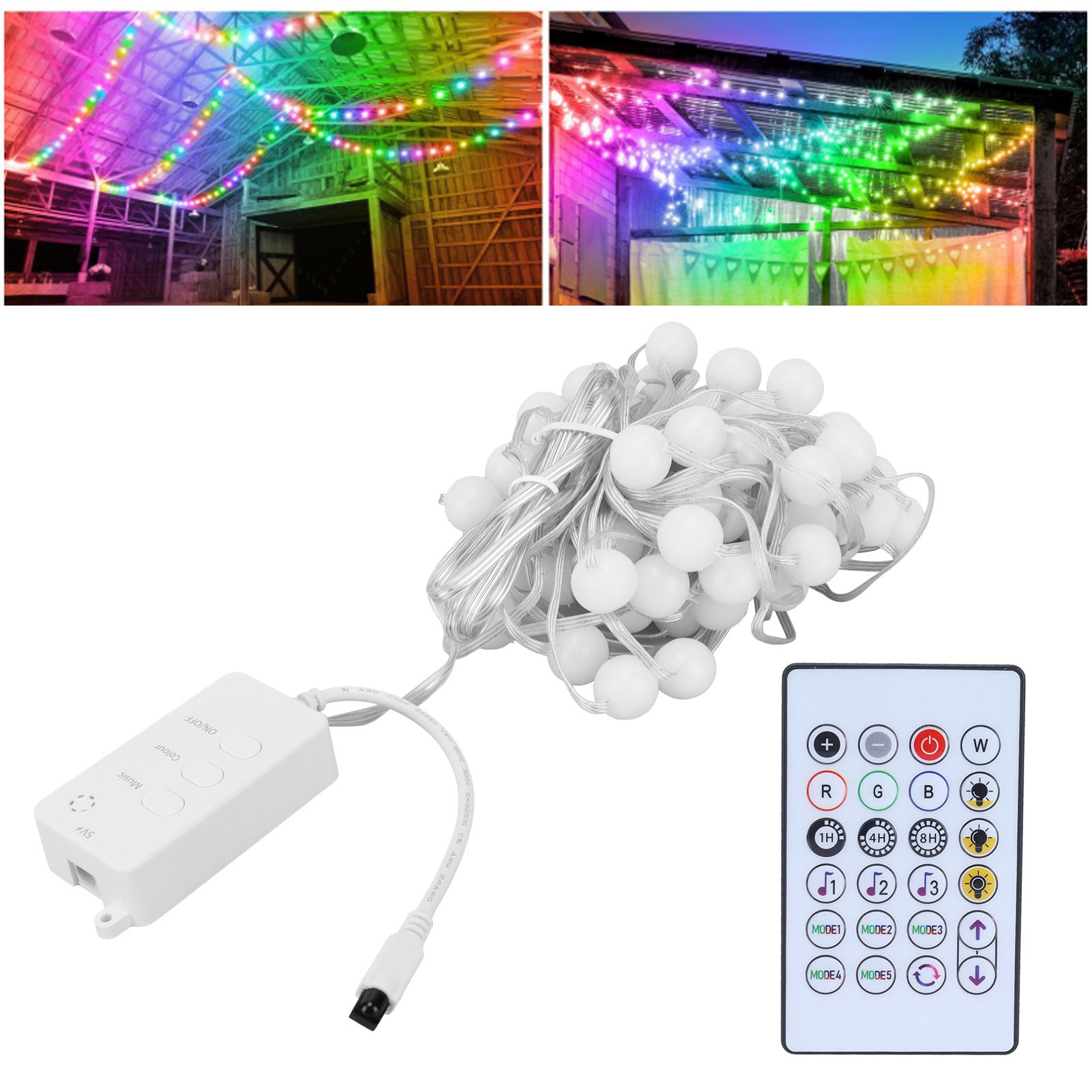 5V RGB Light String IP65 10m WIFI Intelligent Decorative Lamp with 24‑Key view 11
