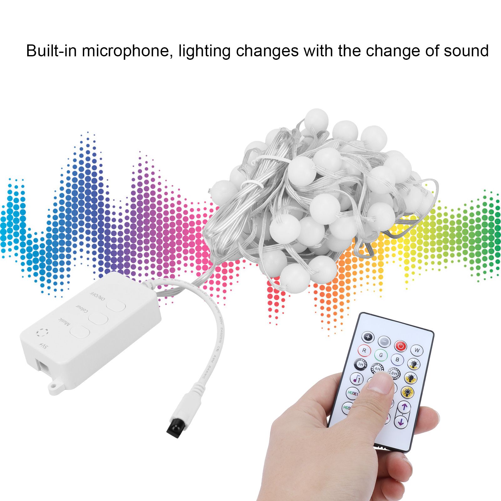 5V RGB Light String IP65 10m WIFI Intelligent Decorative Lamp with 24‑Key view 12