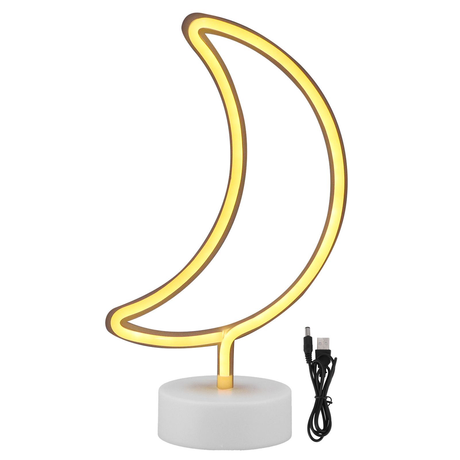 Moon Shape Neon Light Neon Sign with Base for Bedroom Party Birthday Gift view 2