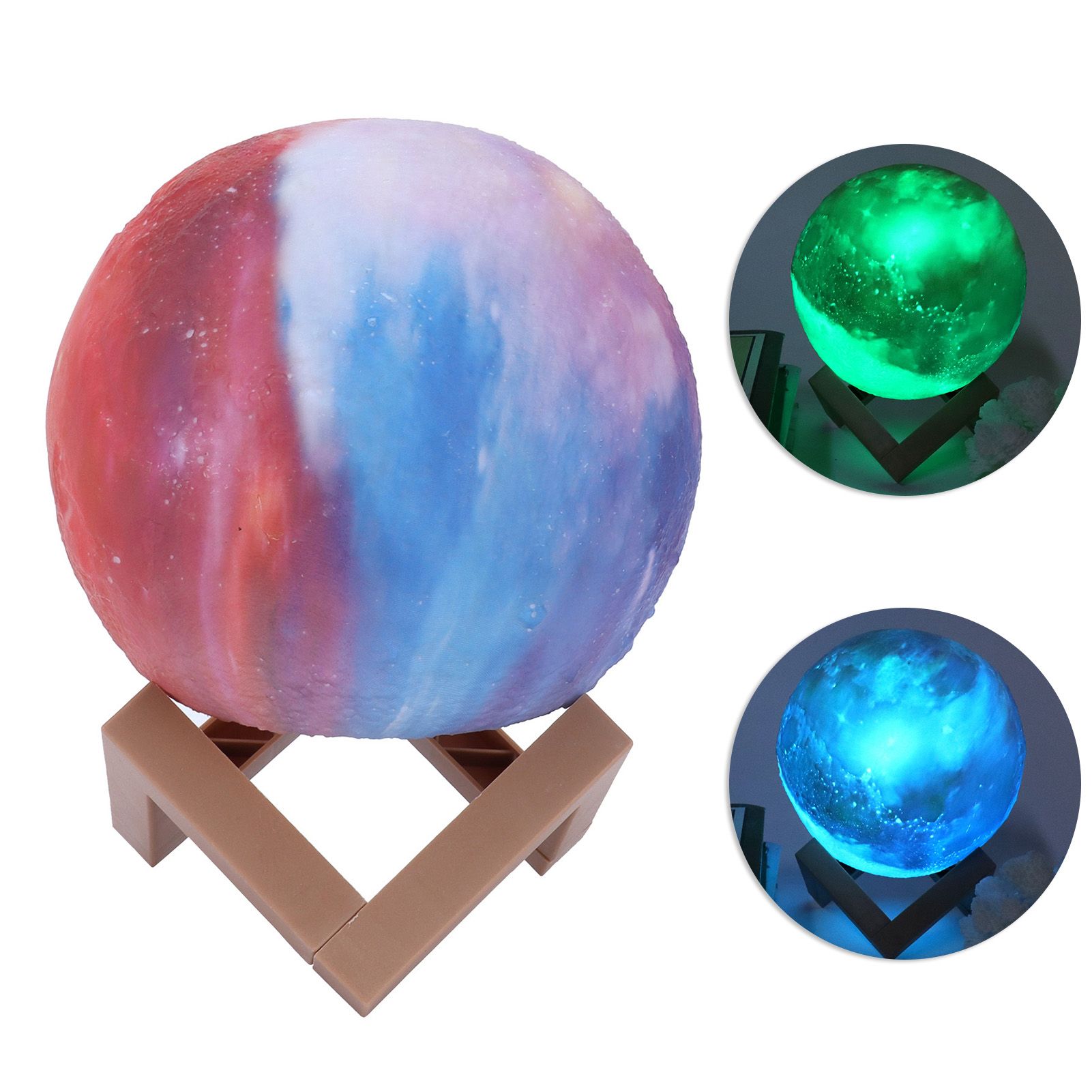 LED Moon Lamp Innovative Colorful Table Night Light with Base for Bedroom view 7