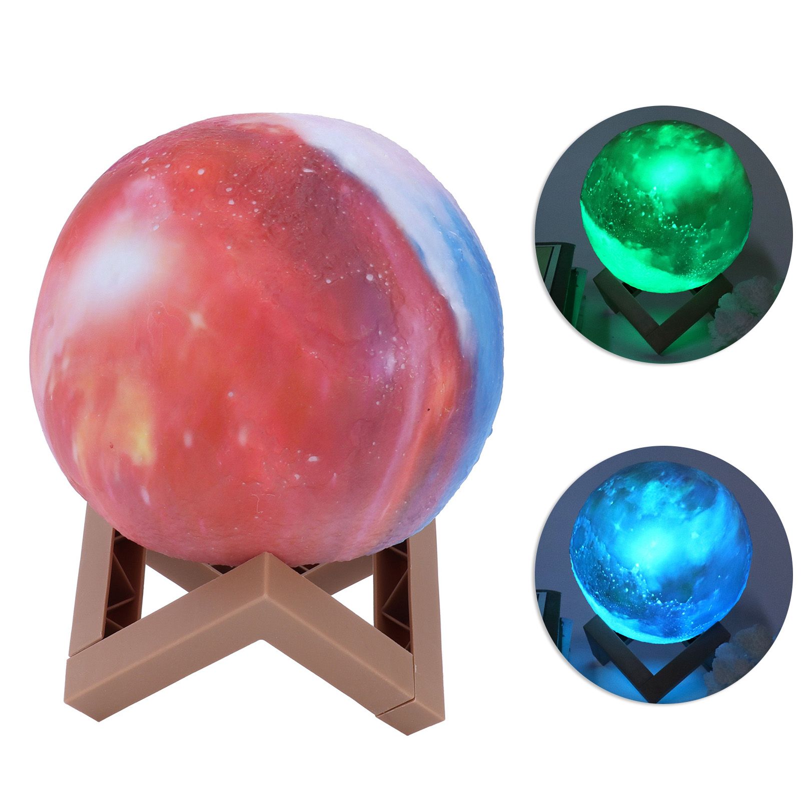 LED Moon Lamp Innovative Colorful Table Night Light with Base for Bedroom view 8