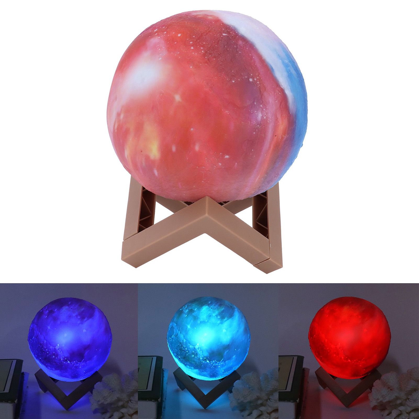 LED Moon Lamp Innovative Colorful Table Night Light with Base for Bedroom view 12