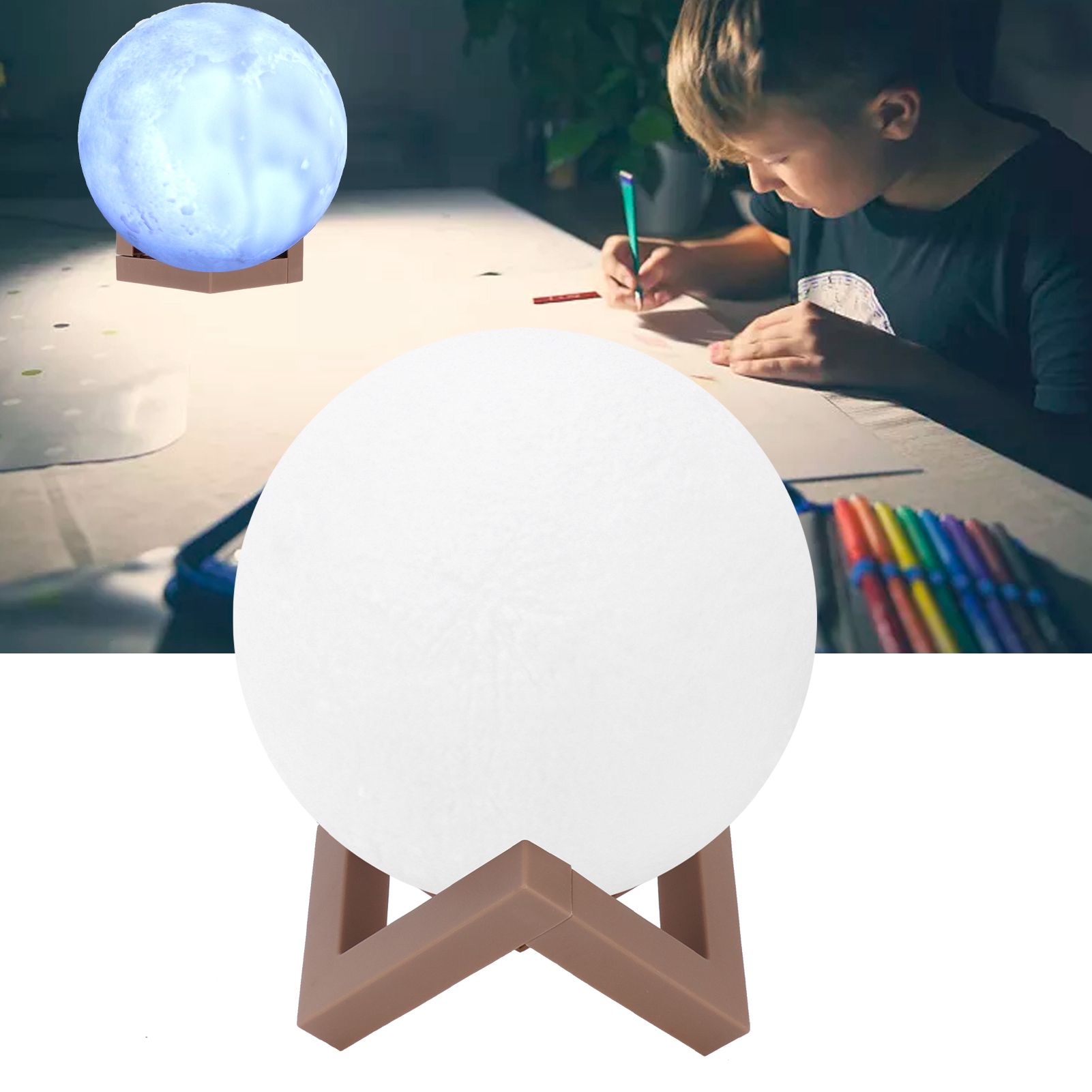 8 Colors LED Moon Lamp with 20‑Keys Remote Control Sound Induction Night Light view 11