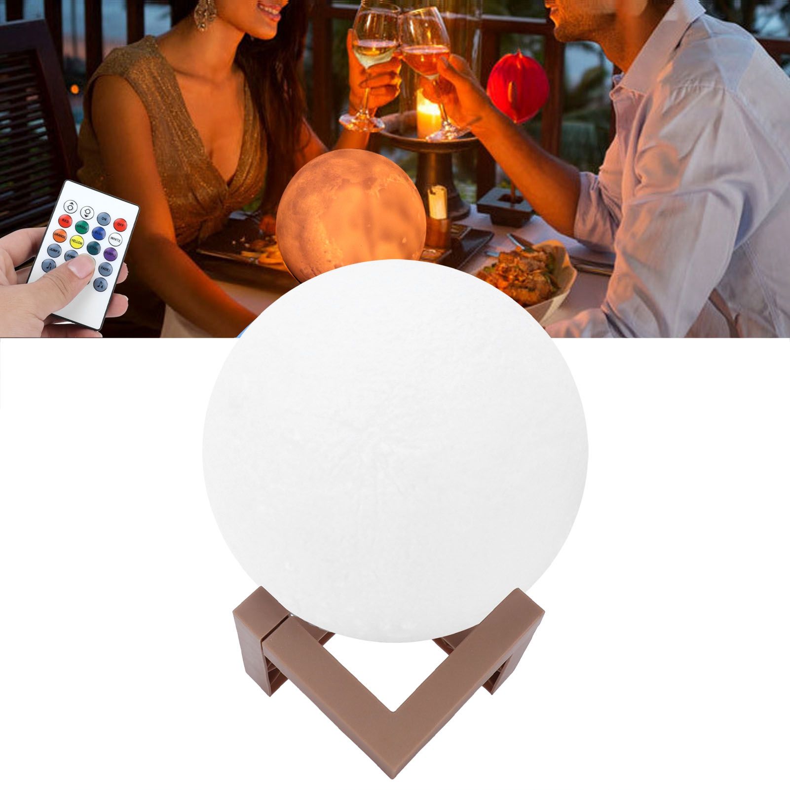 8 Colors LED Moon Lamp with 20‑Keys Remote Control Sound Induction Night Light view 12