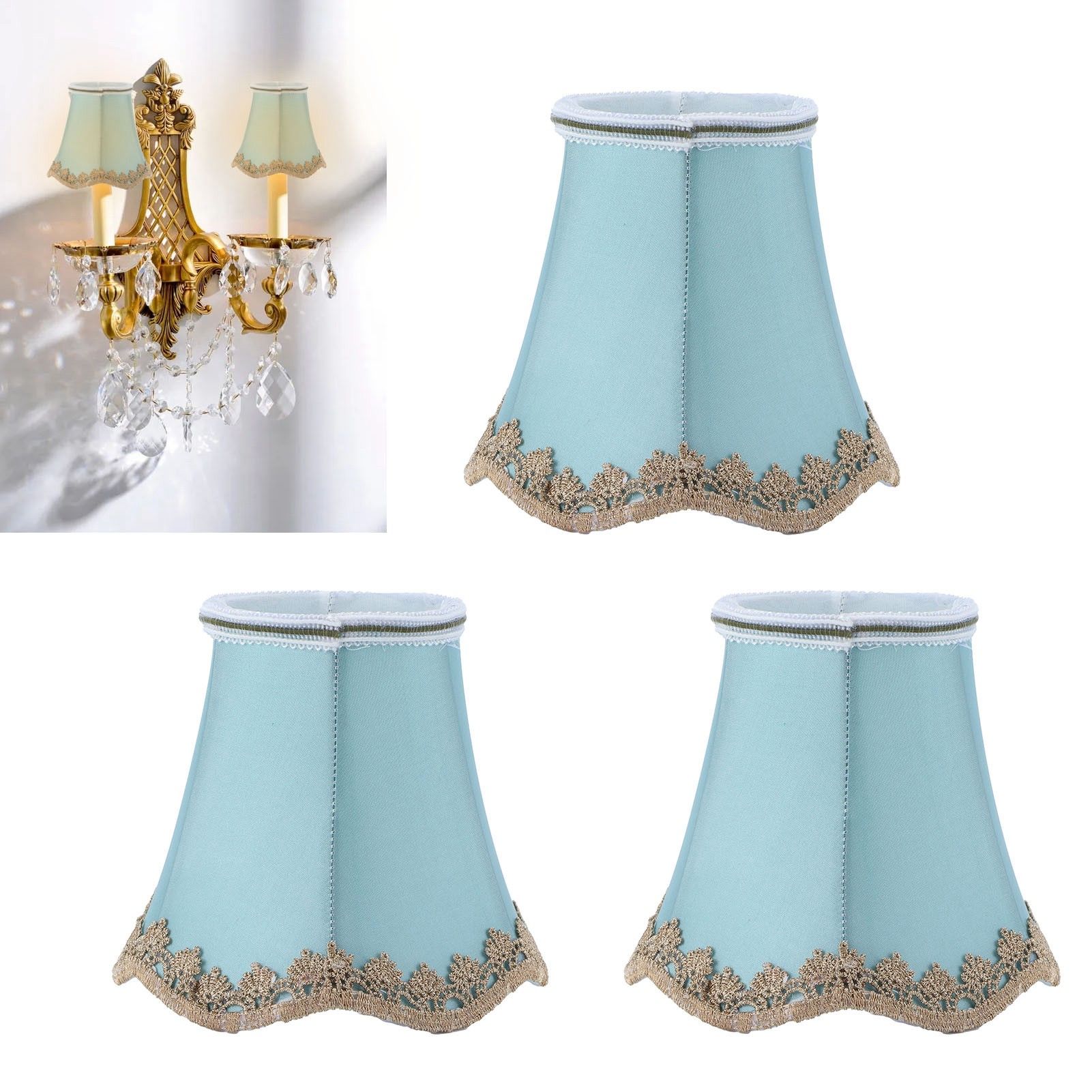 3Pcs Fabric Lampshade ClipType Modern European Style E14 Lamp Cover for Home view 11